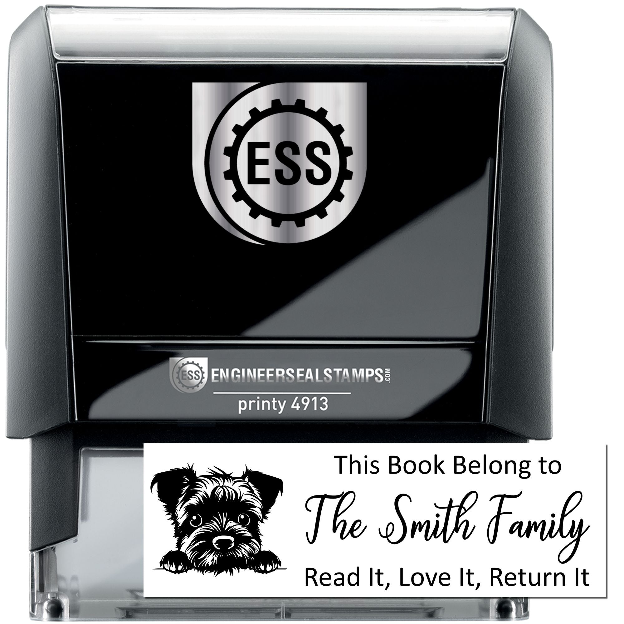 Self-Inking Border Terrier Customized Cute Dog Book Stamper - Engineer Seal Stamps