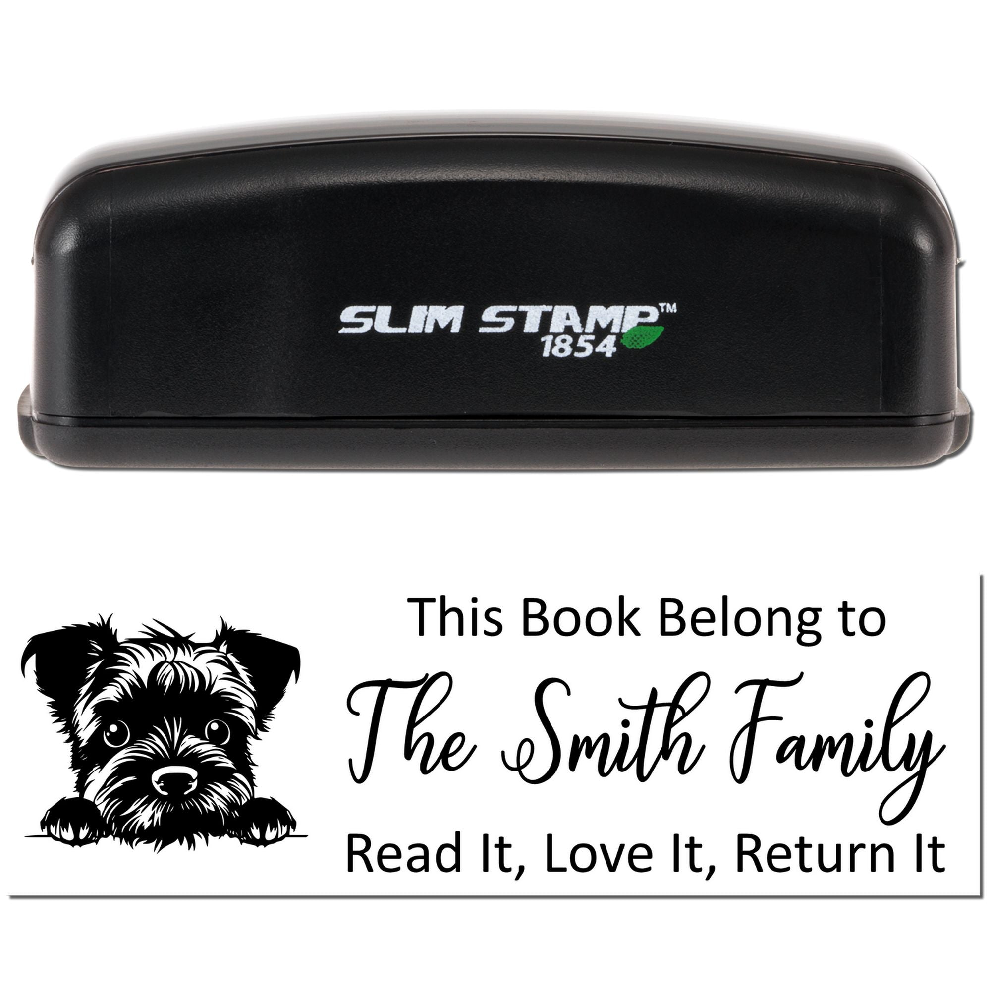 Slim Border Terrier Personalizable Dog With Books Stamper - Engineer Seal Stamps