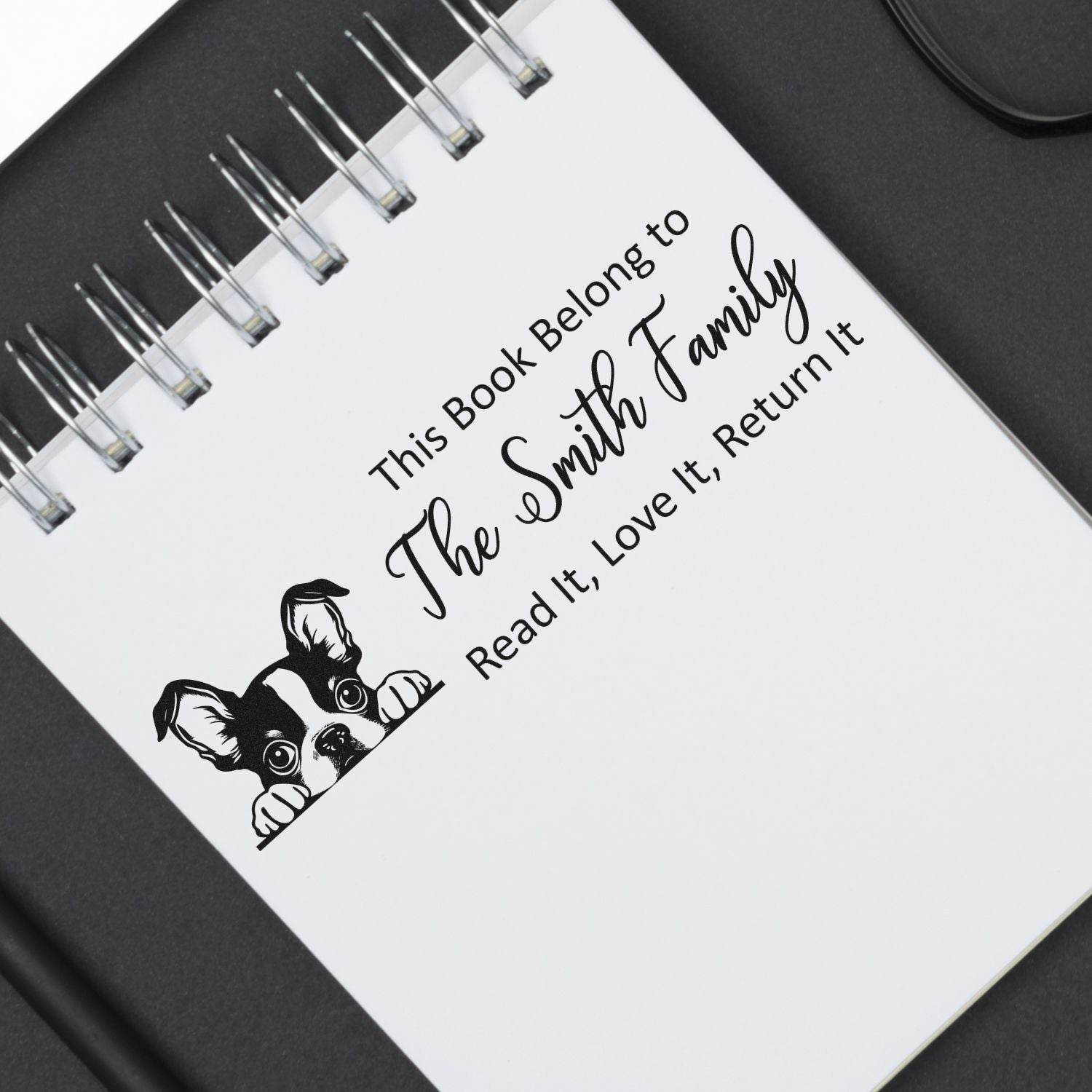 Slim Boston Terrier Personalizable Literary Dog Stamp - Engineer Seal Stamps