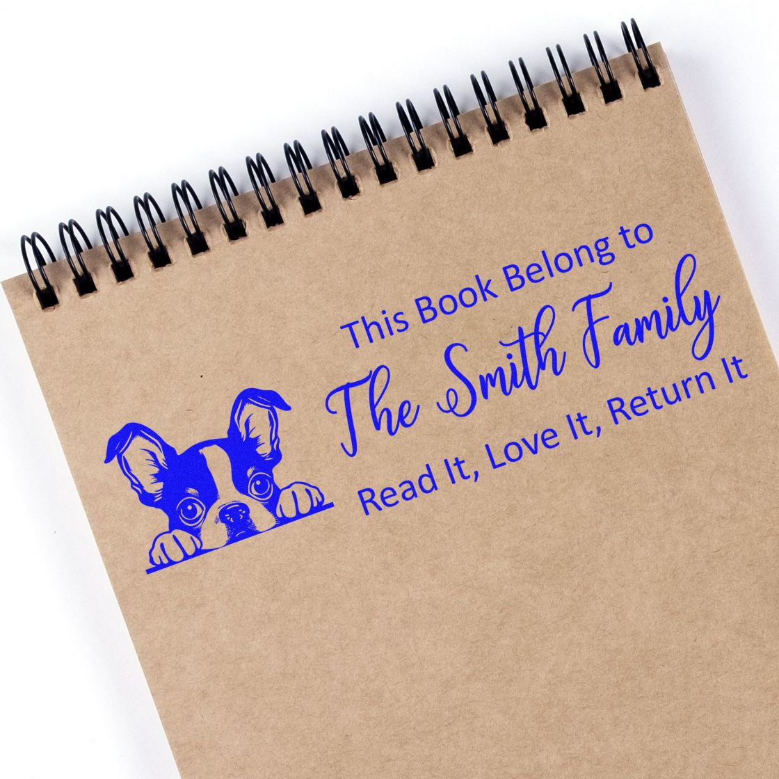 Slim Boston Terrier Personalizable Literary Dog Stamp - Engineer Seal Stamps