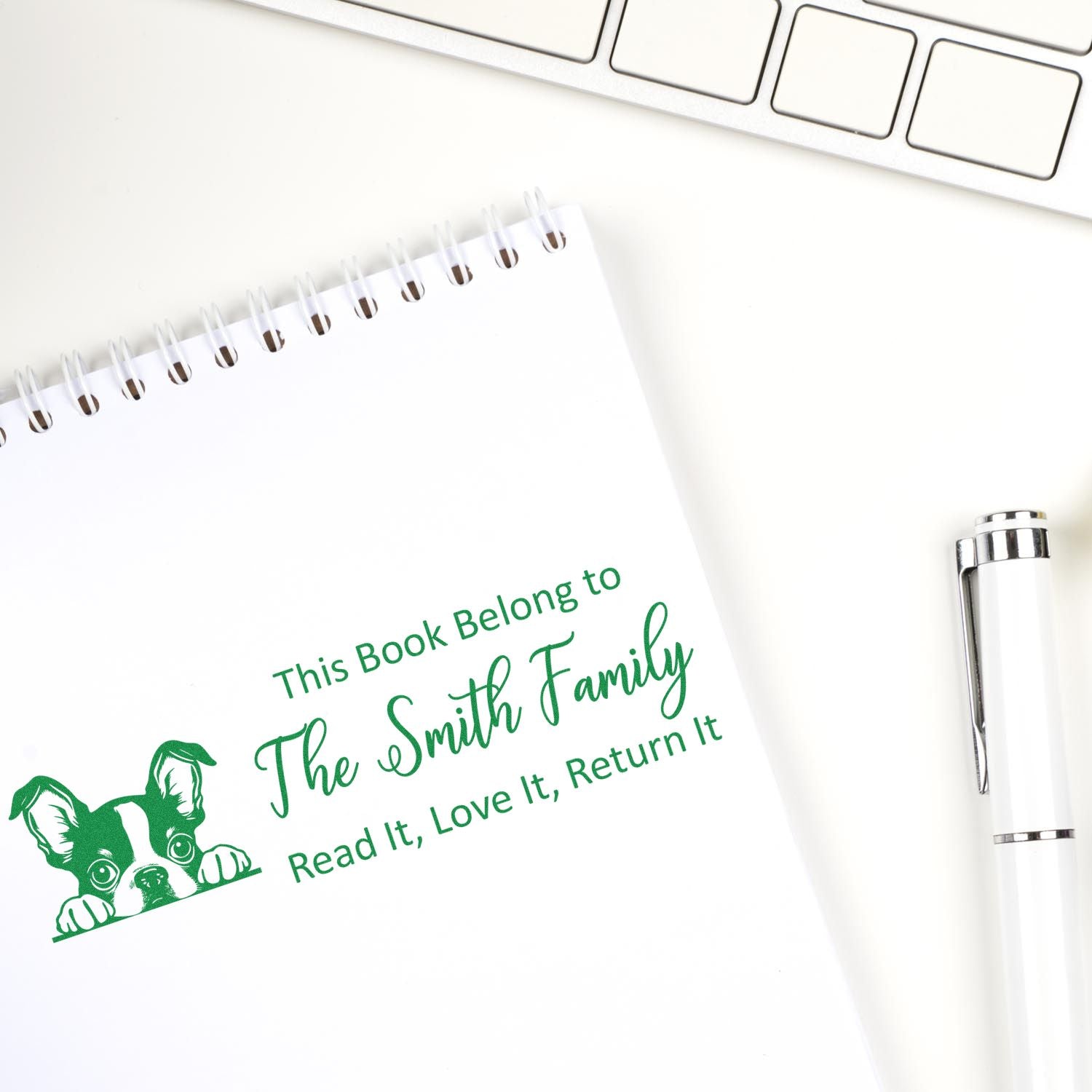 Self-Inking Boston Terrier Customized Puppy Ex Libris Stamp - Engineer Seal Stamps