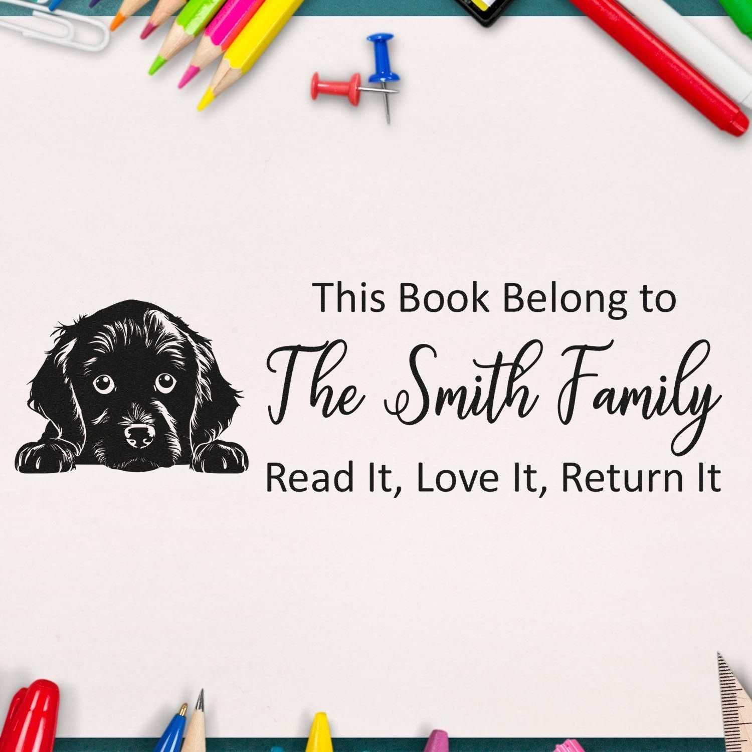 Slim Boykin Spaniel Personalizable Dog Lover Book Stamper - Engineer Seal Stamps