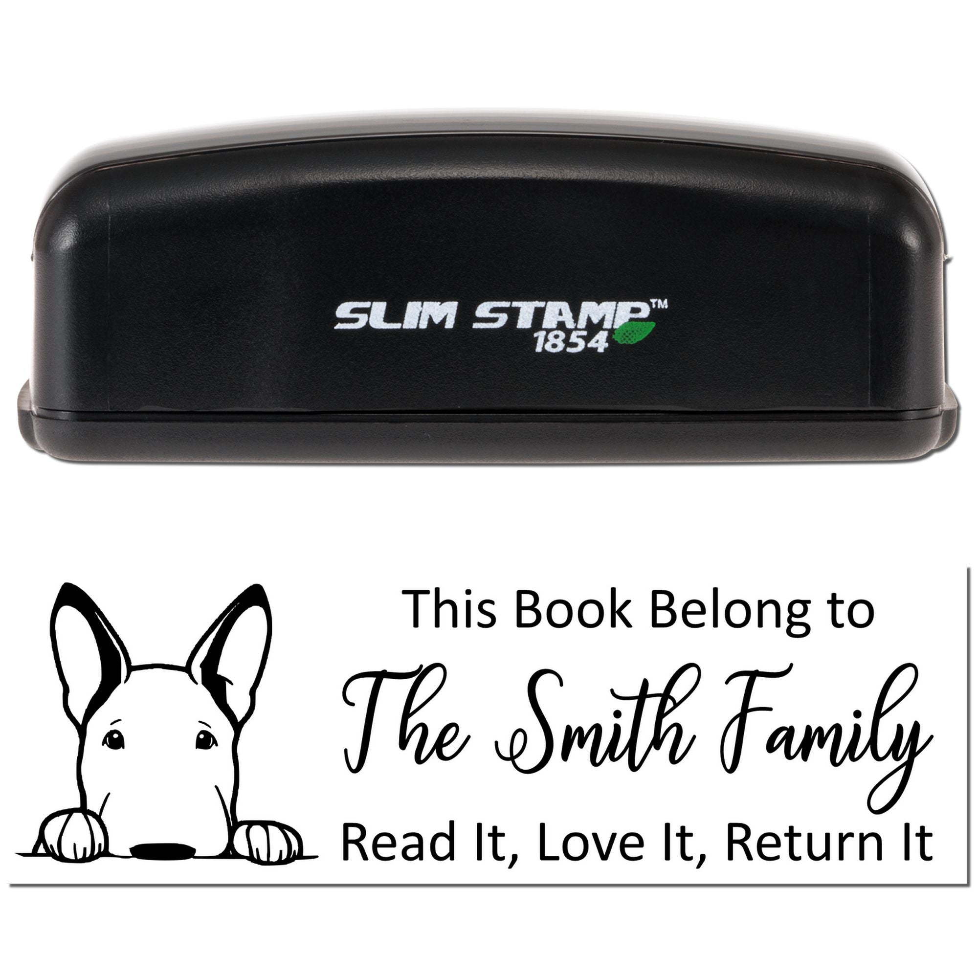 Slim Bull Terrier Personalizable Puppy Book Stamper - Engineer Seal Stamps