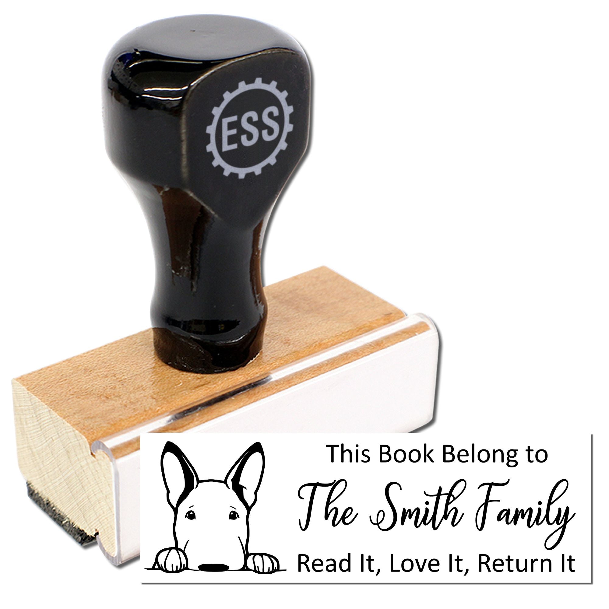 Bull Terrier Custom Dog-Themed Library Rubber Stamp