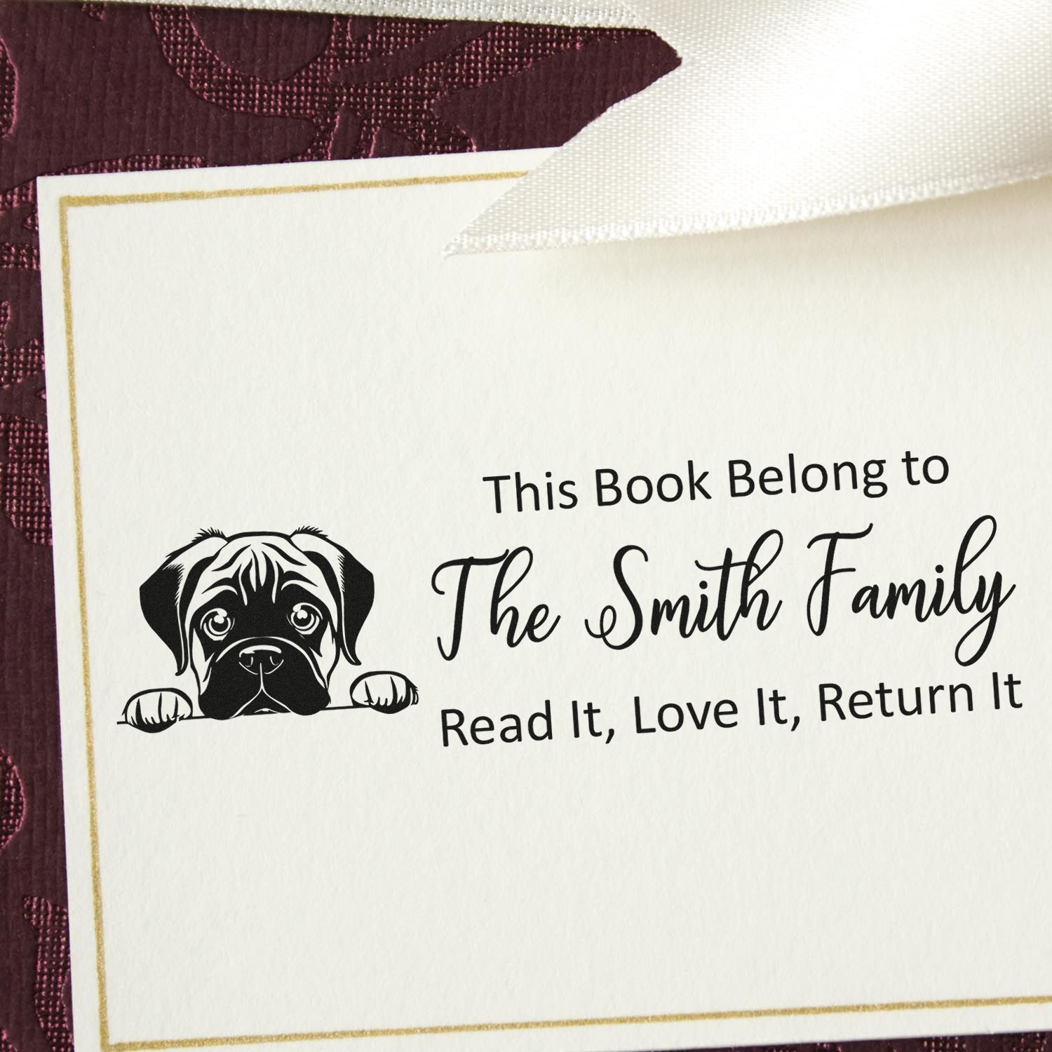 Slim Bullmastiff Personalizable Puppy Book Stamp - Engineer Seal Stamps