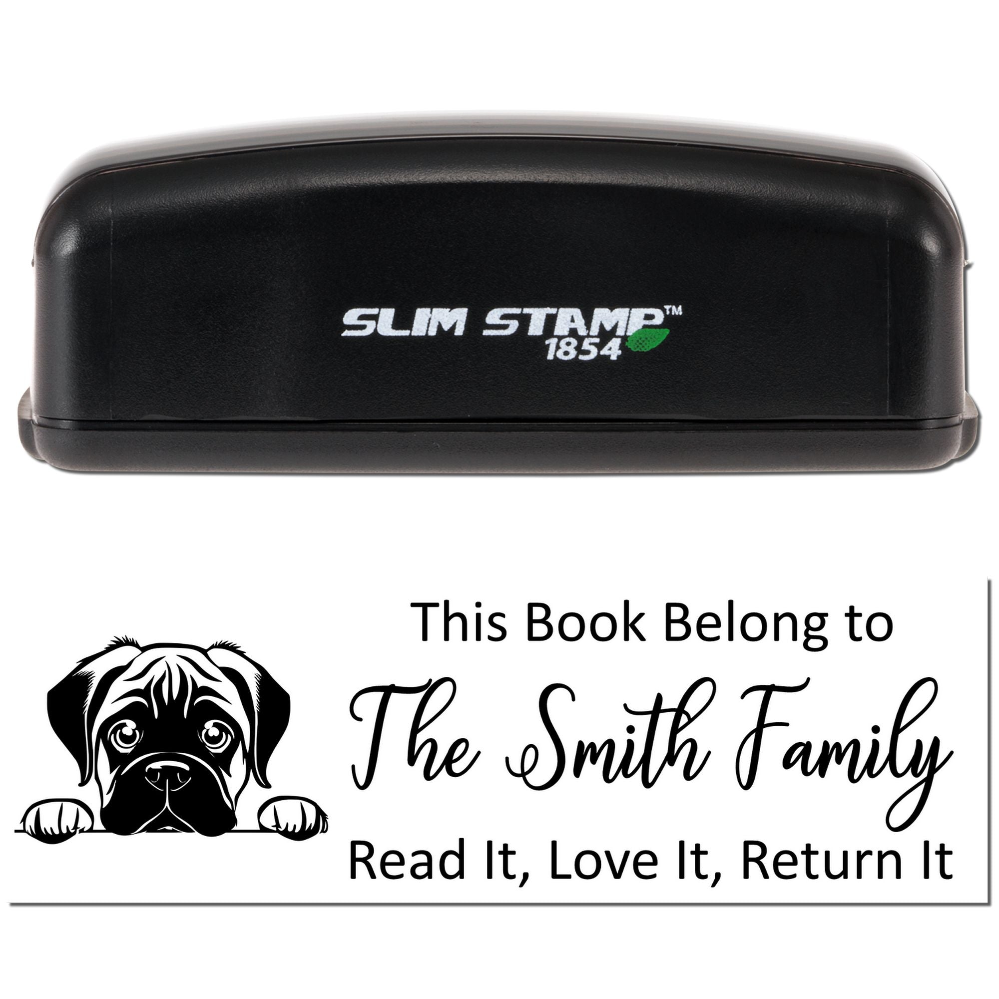 Slim Bullmastiff Personalizable Puppy Book Stamp - Engineer Seal Stamps