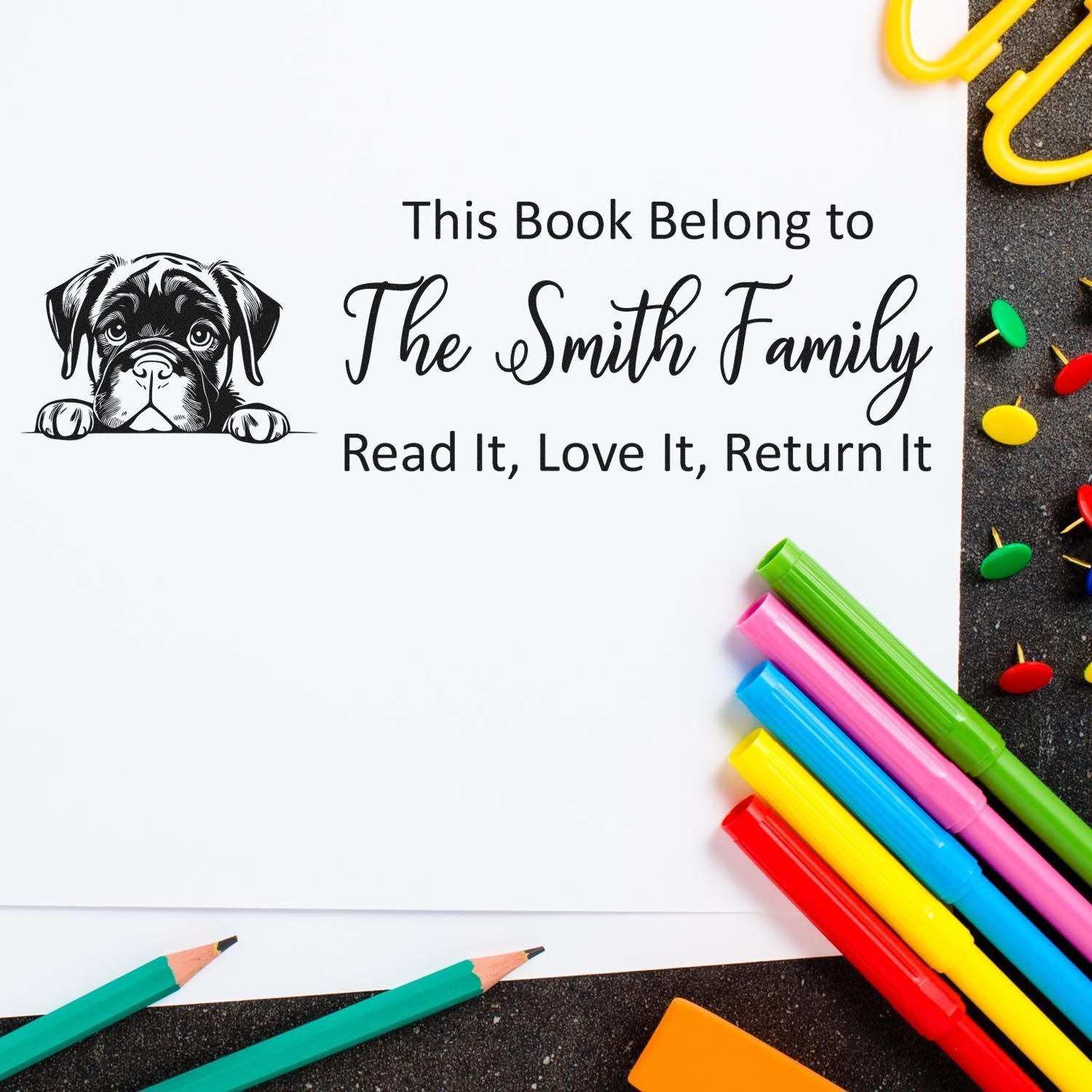 Pre-Inked Cane Corso Custom Made This Book Belongs To Dog Stamp - Engineer Seal Stamps