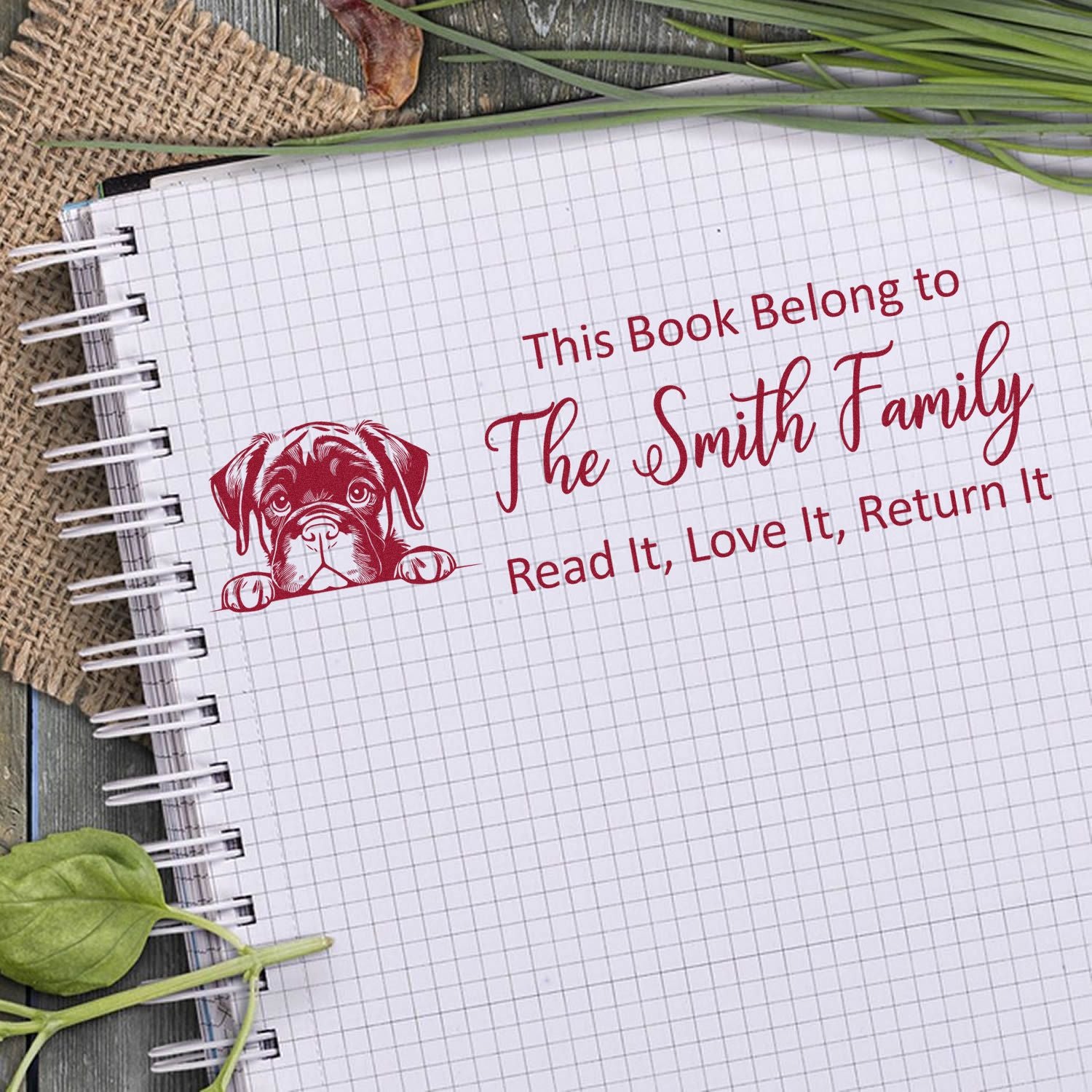 Slim Cane Corso Personalizable Cute Dog Book Stamp - Engineer Seal Stamps