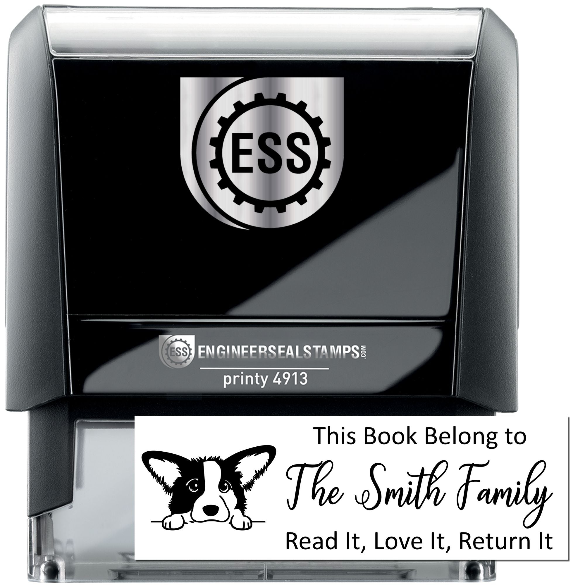 Self-Inking Cardigan Welsh Corgi Customized Puppy Library Stamper - Engineer Seal Stamps