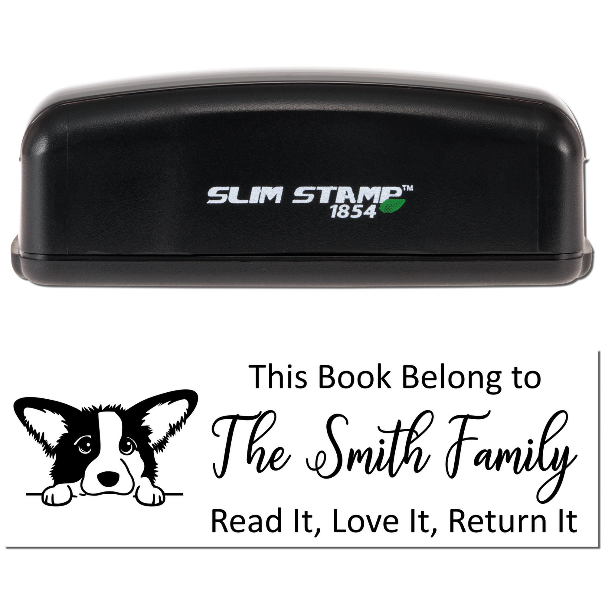 Slim Cardigan Welsh Corgi Personalizable Cute Dog Book Stamper - Engineer Seal Stamps