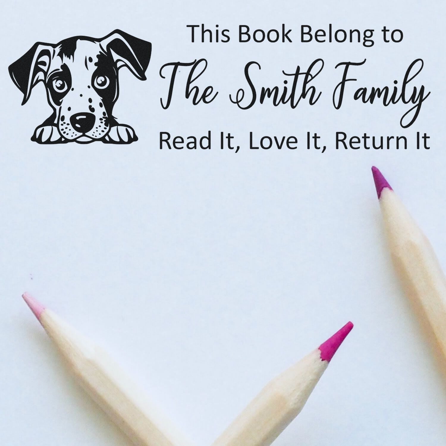 Slim Catahoula Personalizable Puppy Ex Libris Stamp - Engineer Seal Stamps