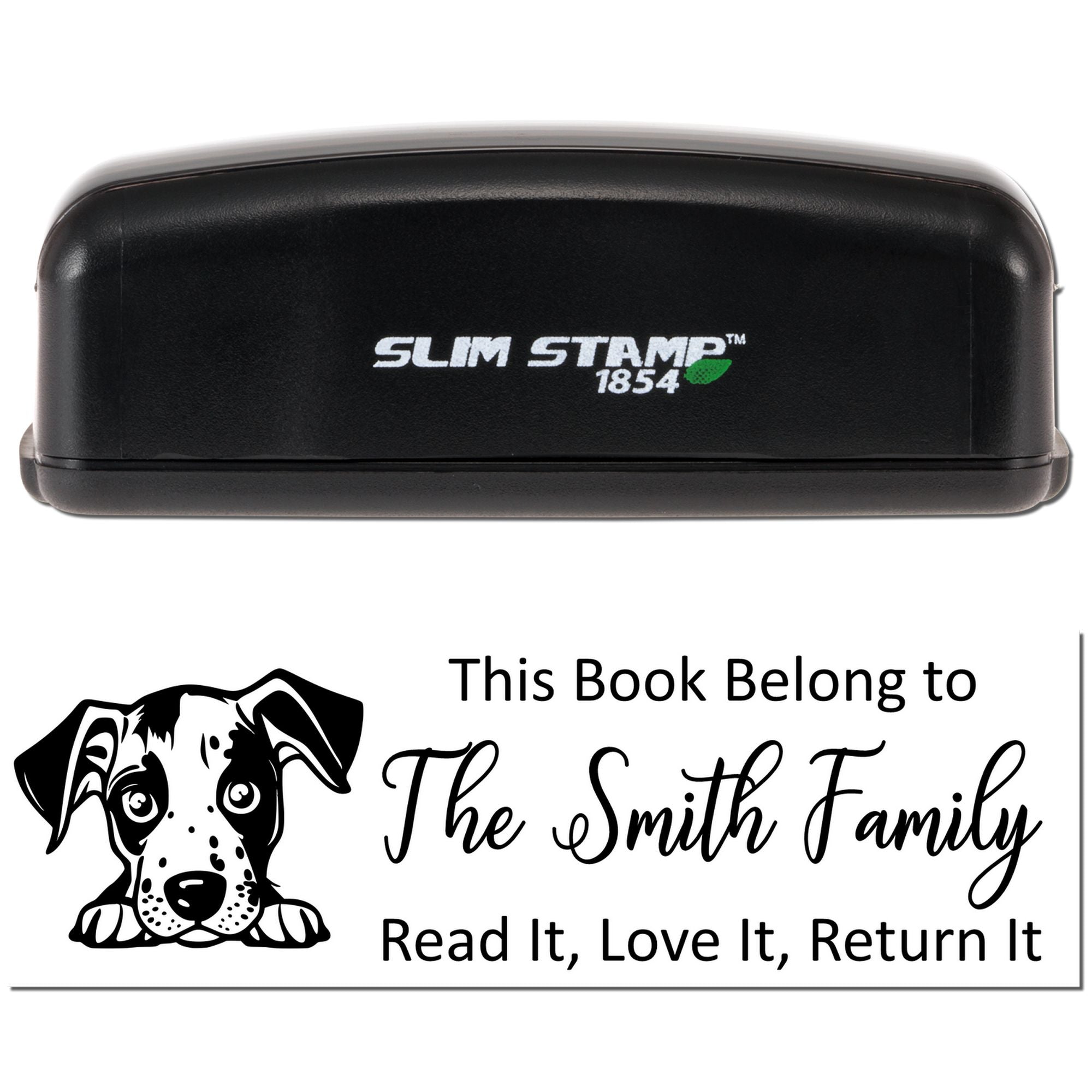 Slim Catahoula Personalizable Puppy Ex Libris Stamp - Engineer Seal Stamps