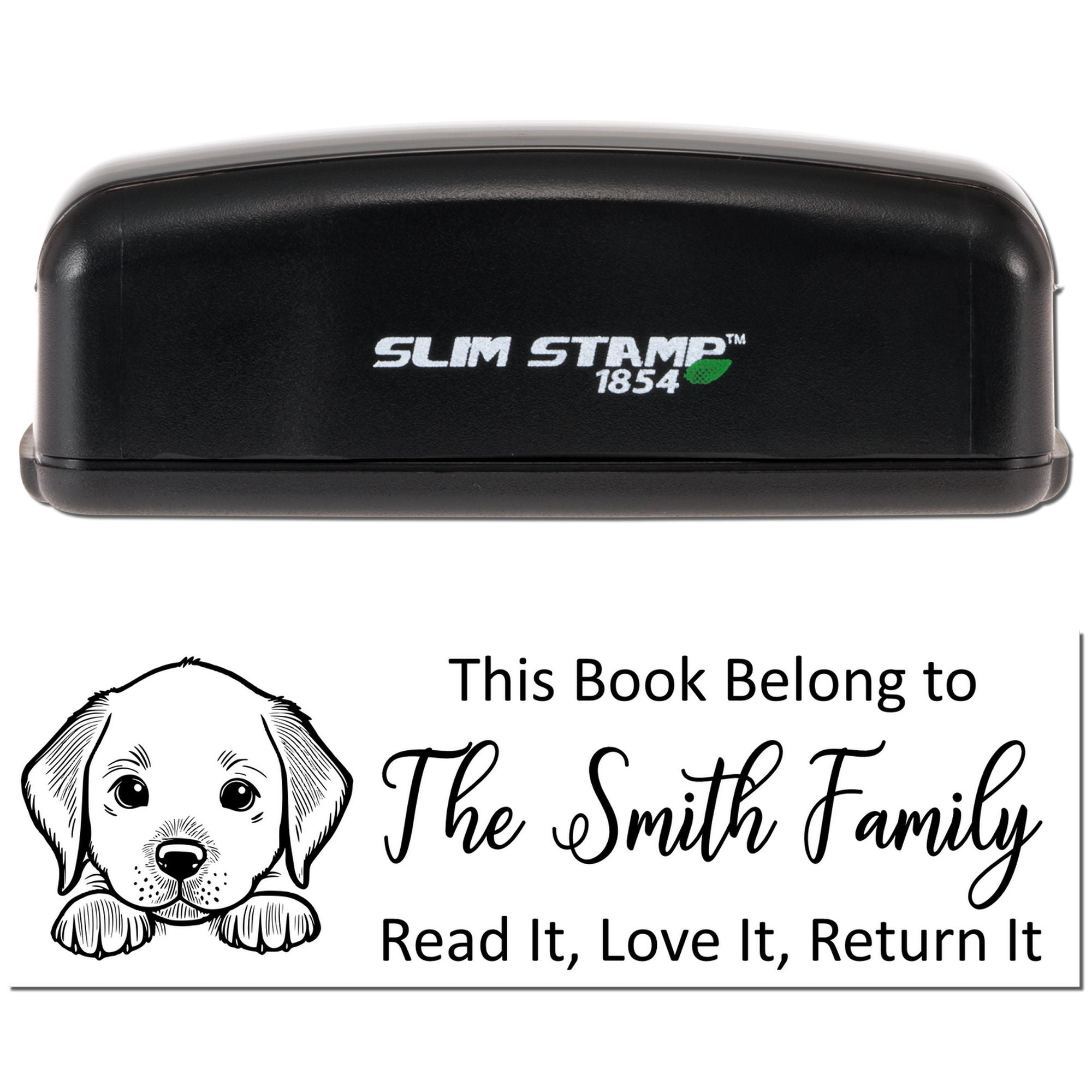 Slim Chesapeake Bay Retriever Personalizable Dog-Themed Ex Libris Stamp - Engineer Seal Stamps