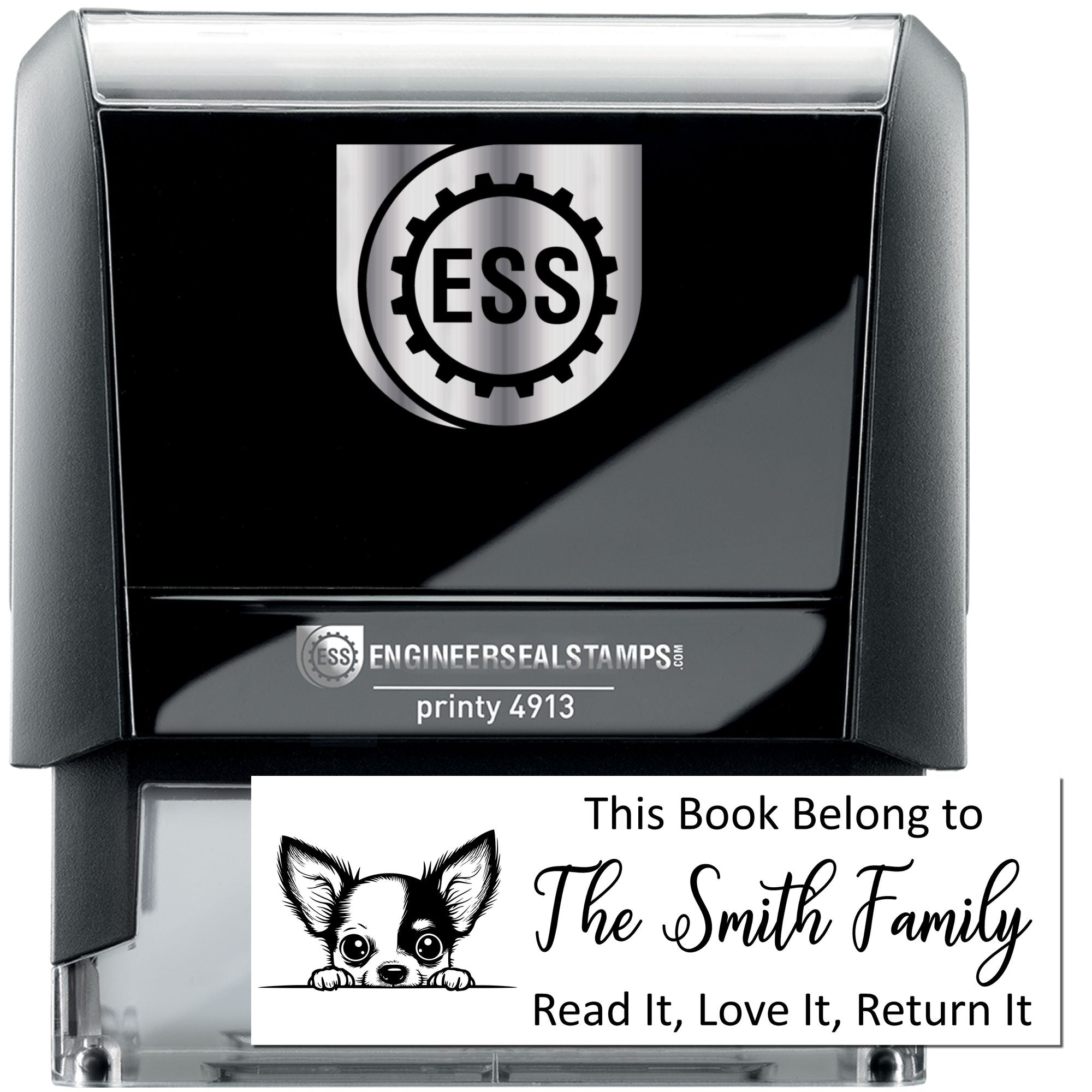 Self-Inking Chihuahua Customized Ex Libris Puppy Stamper - Engineer Seal Stamps