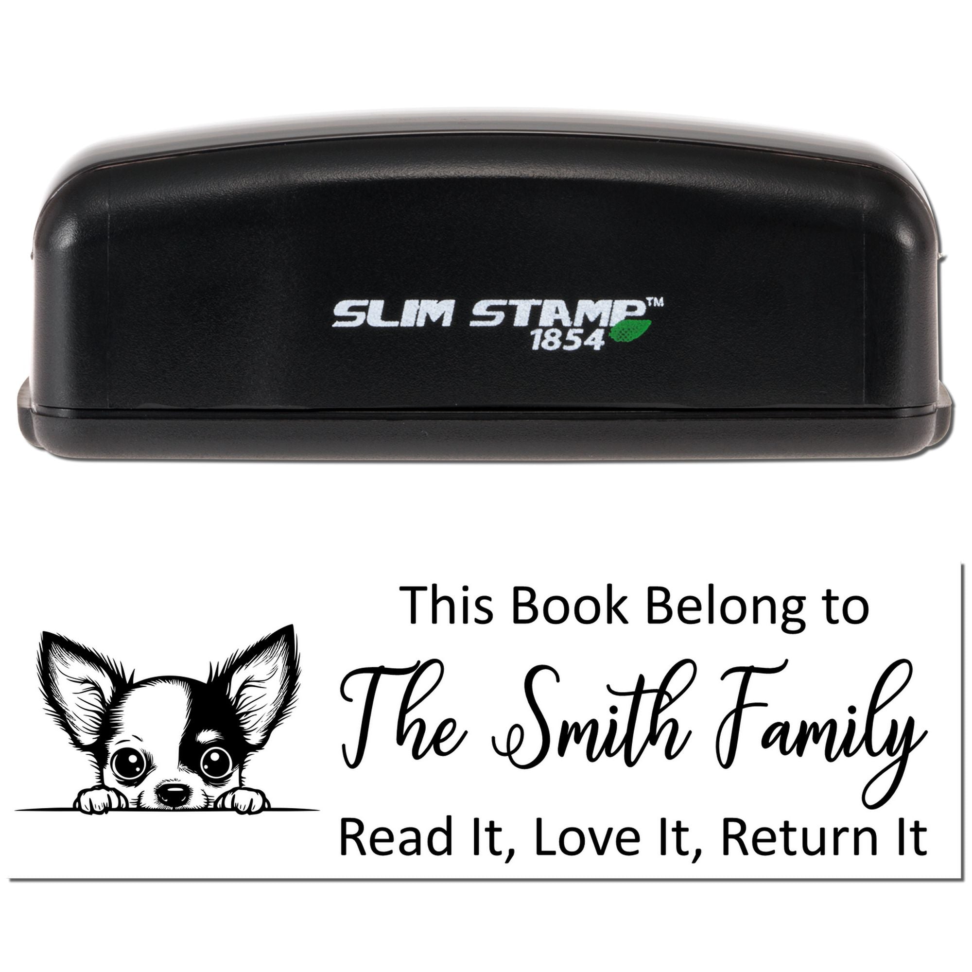 Slim Chihuahua Personalizable Dog-Themed Ex Libris Stamper - Engineer Seal Stamps