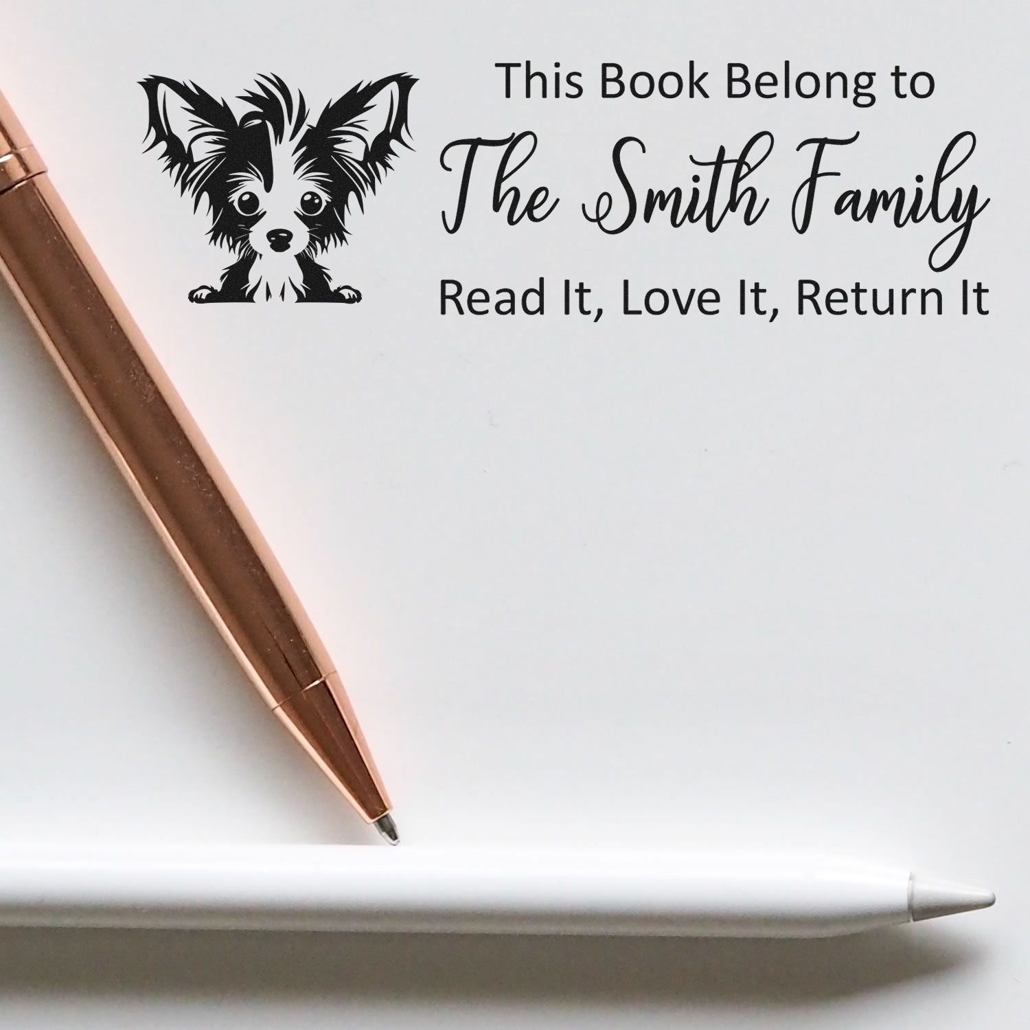 Slim Chinese Crested Personalizable Book With Dog Design Stamp - Engineer Seal Stamps