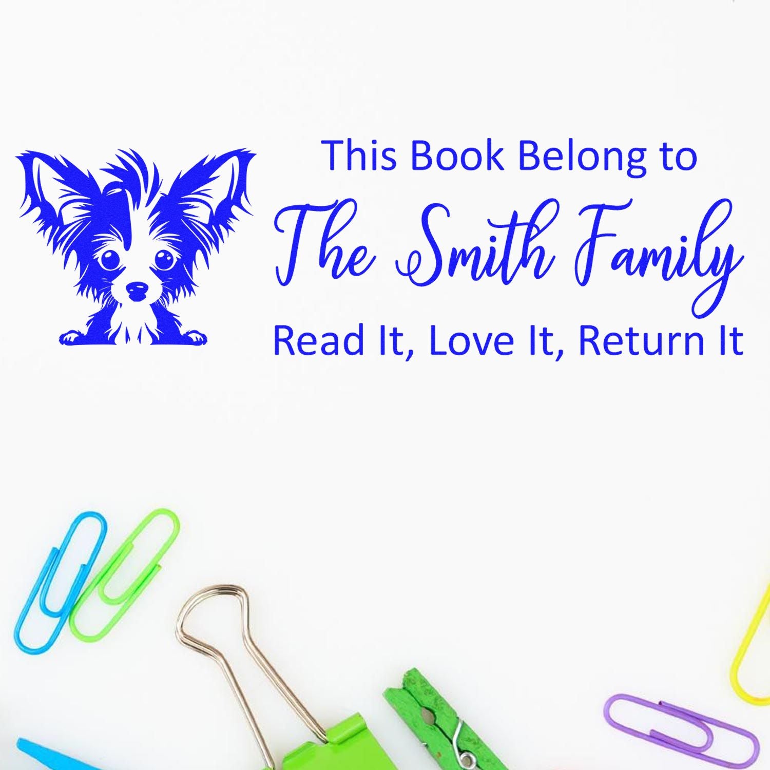 Self-Inking Chinese Crested Customized From The Library Of Puppy Stamp - Engineer Seal Stamps