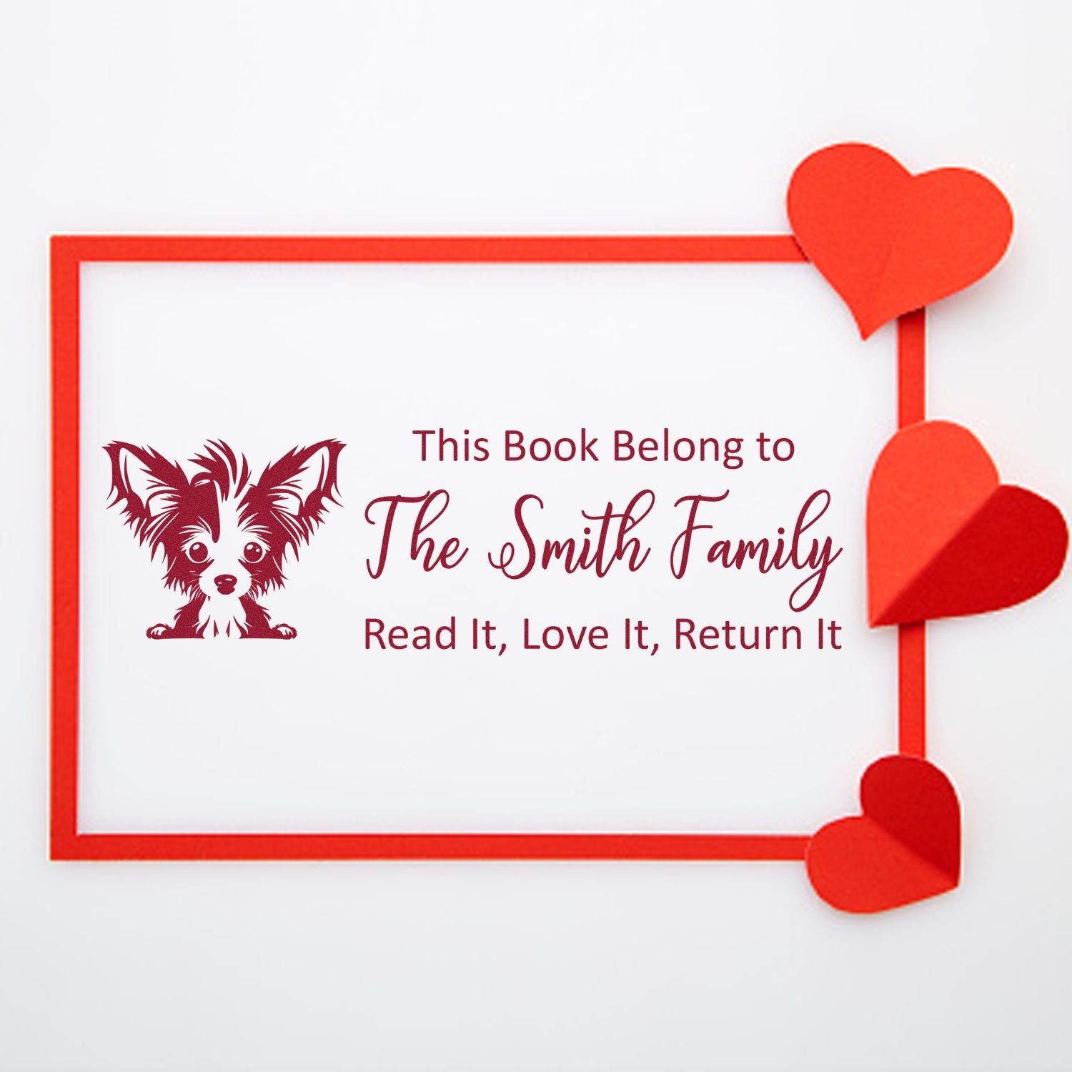 Chinese Crested Custom Bookworm Dog Rubber Stamp