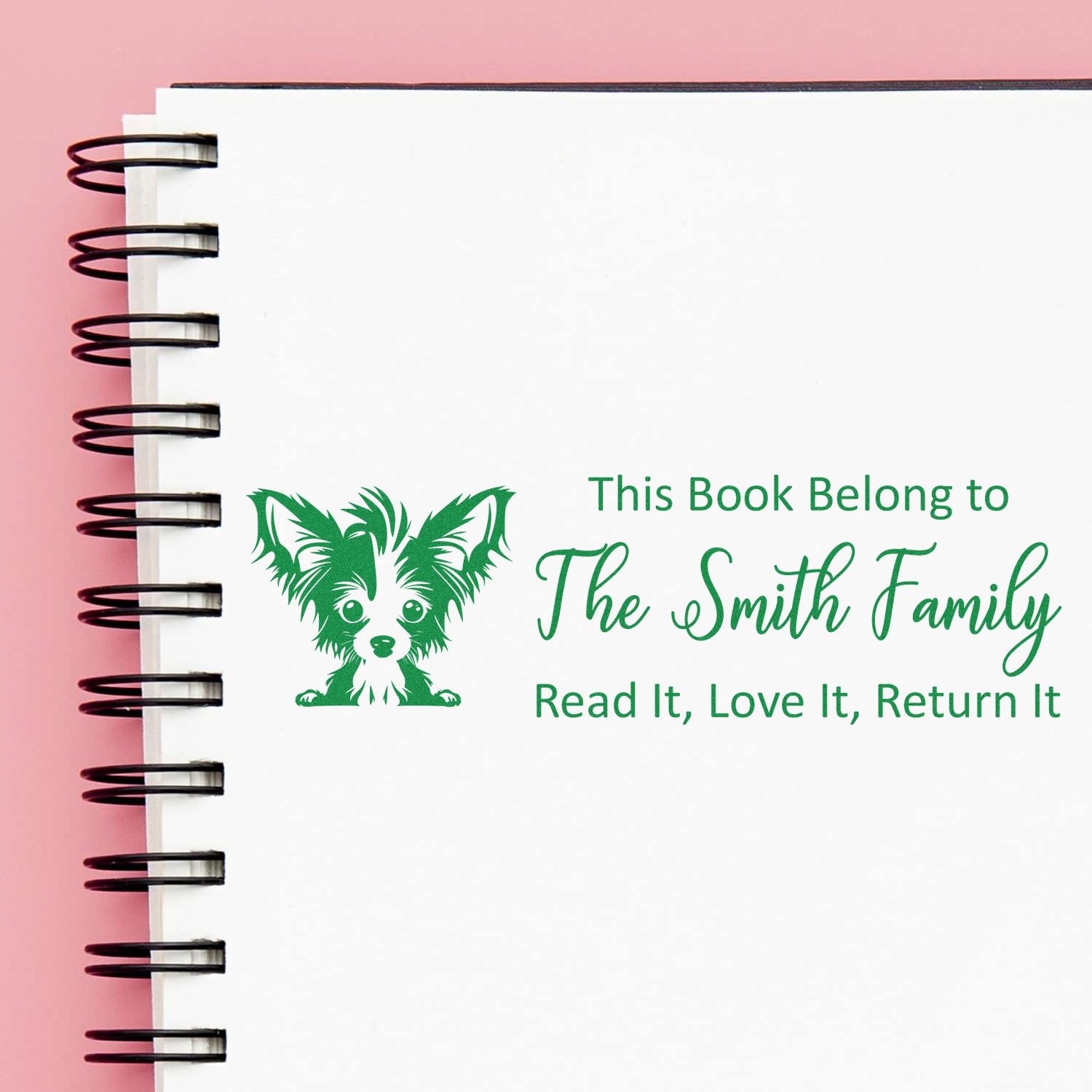 Slim Chinese Crested Personalizable Book With Dog Design Stamp - Engineer Seal Stamps