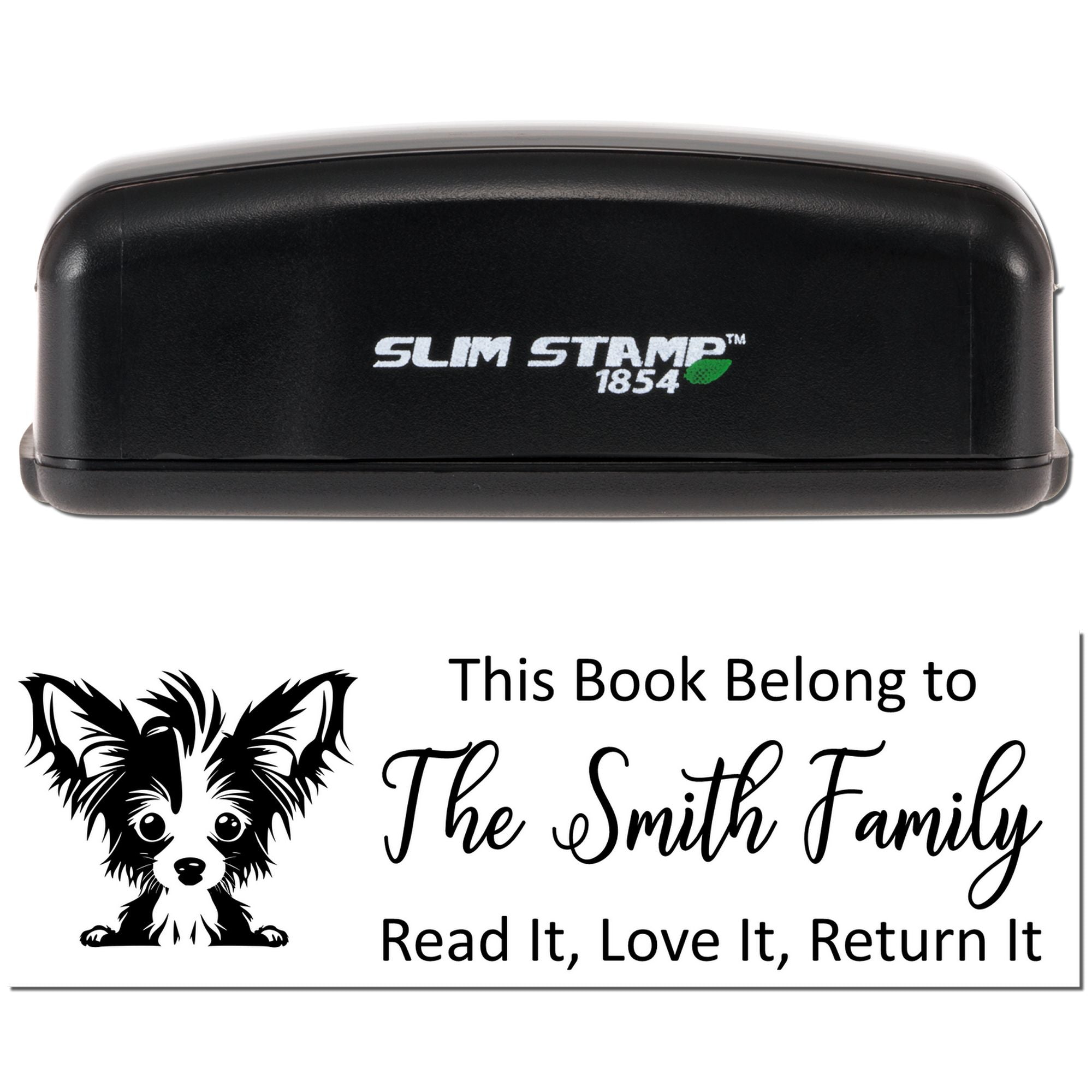 Slim Chinese Crested Personalizable Book With Dog Design Stamp - Engineer Seal Stamps