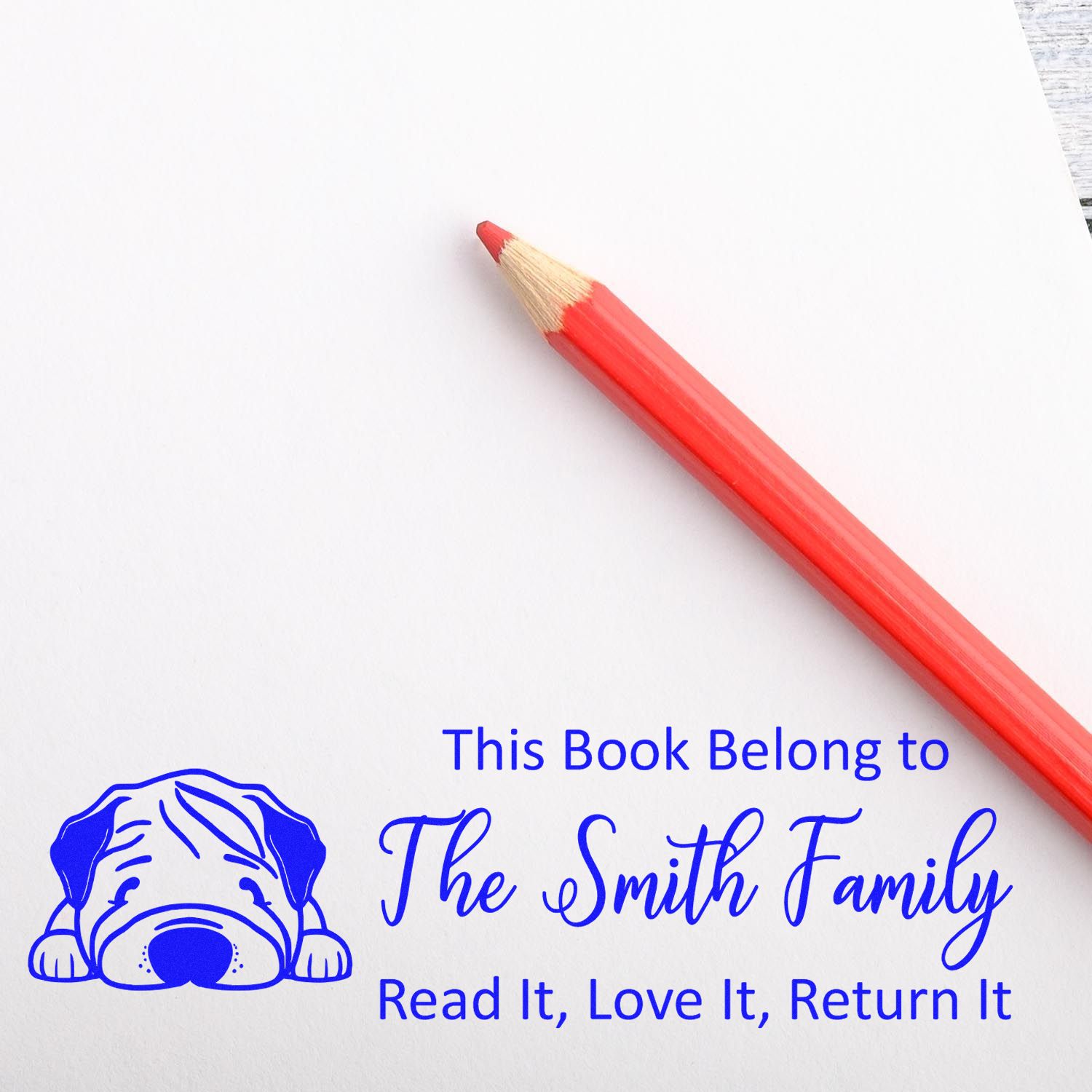 Slim Chinese Shar Pei Personalizable Book With Dog Design Stamper - Engineer Seal Stamps