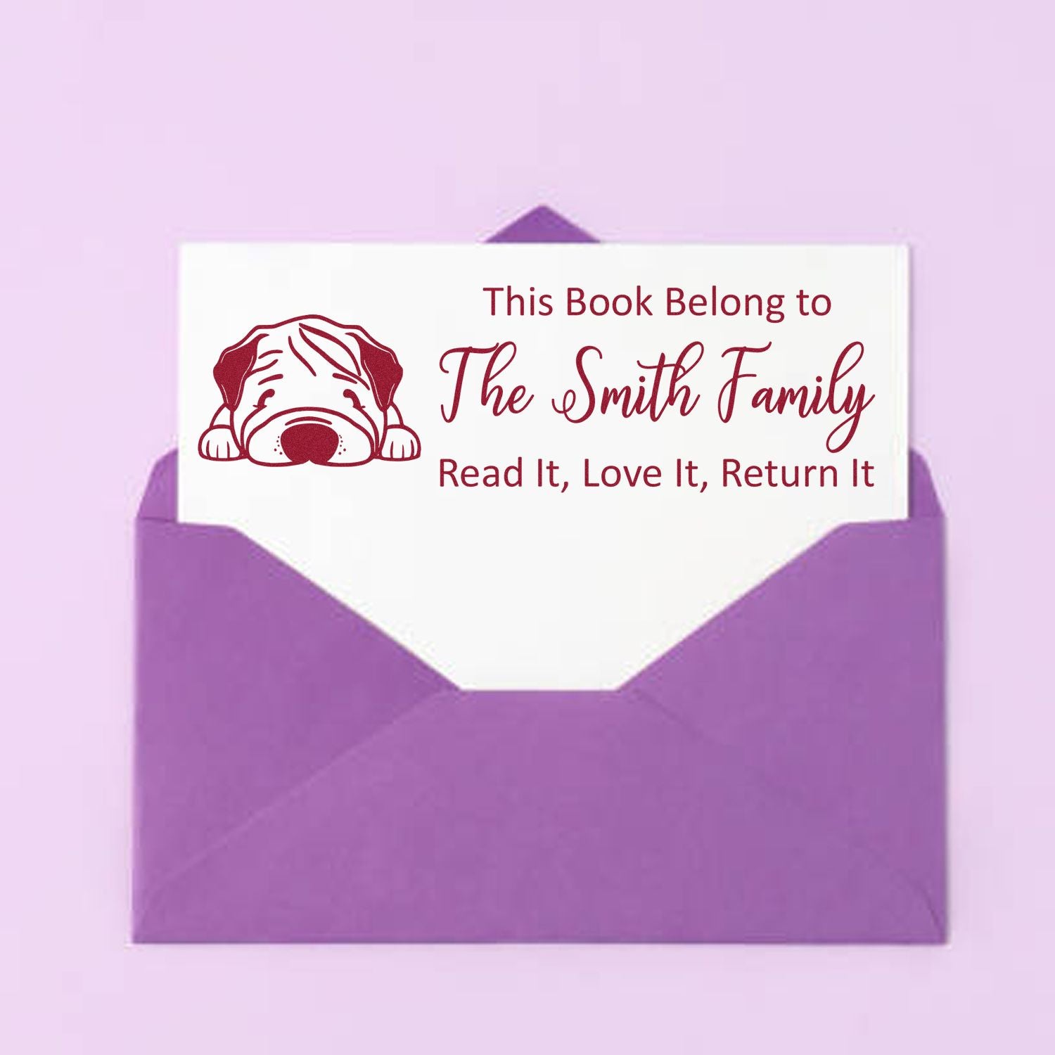 Chinese Shar Pei Custom Bookworm Dog Rubber Stamp