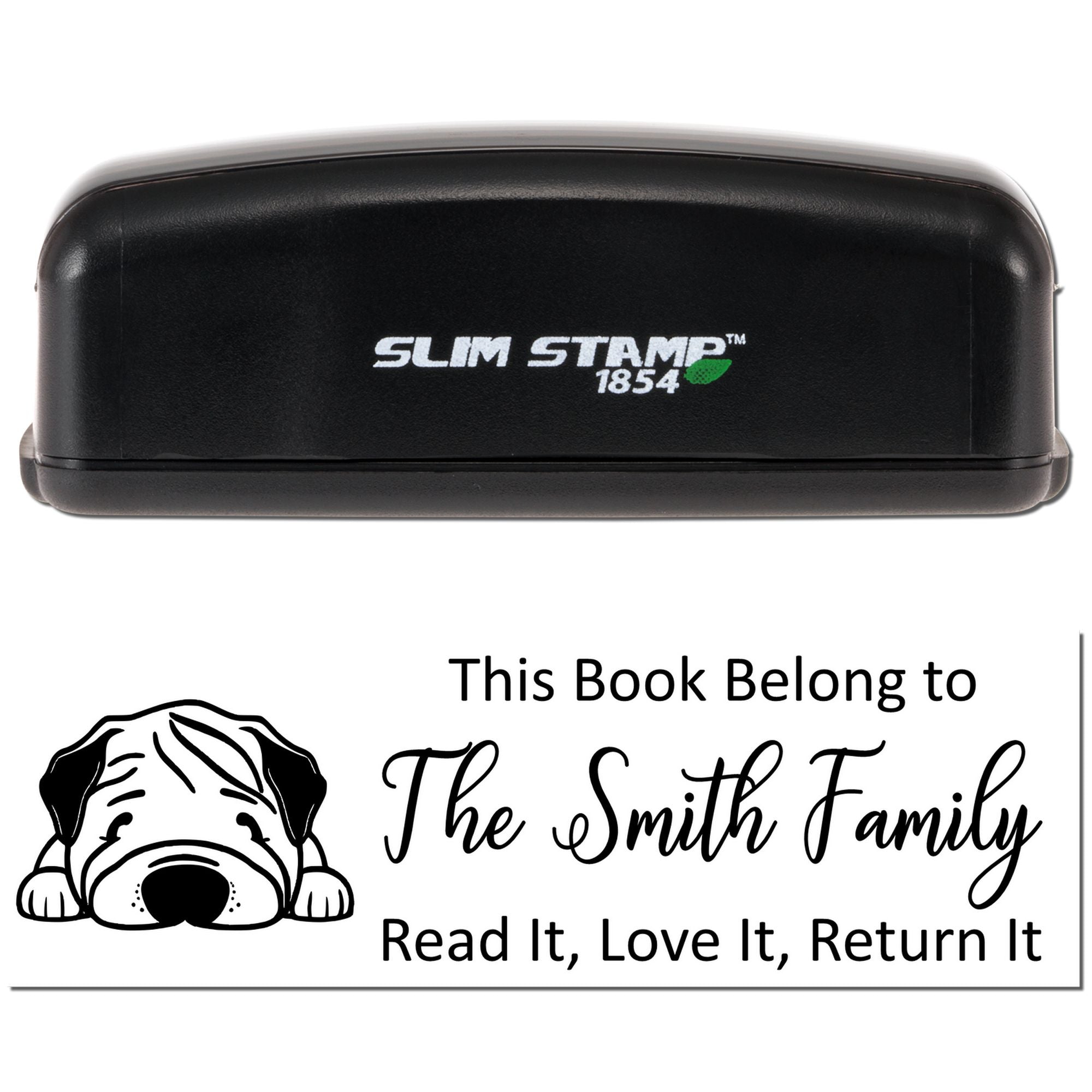 Slim Chinese Shar Pei Personalizable Book With Dog Design Stamper - Engineer Seal Stamps