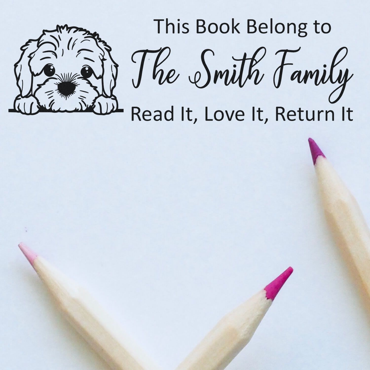 Slim Cockapoo Personalizable Puppy For Books Stamper - Engineer Seal Stamps