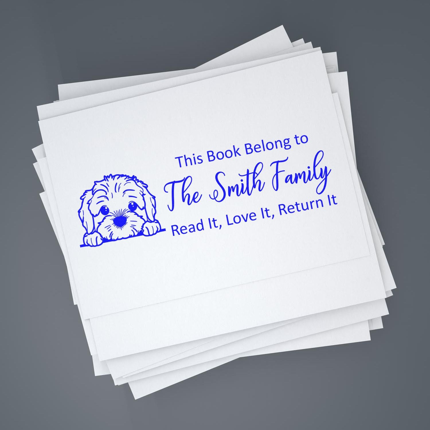 Pre-Inked Cockapoo Custom Made Dog-Themed Library Stamper - Engineer Seal Stamps