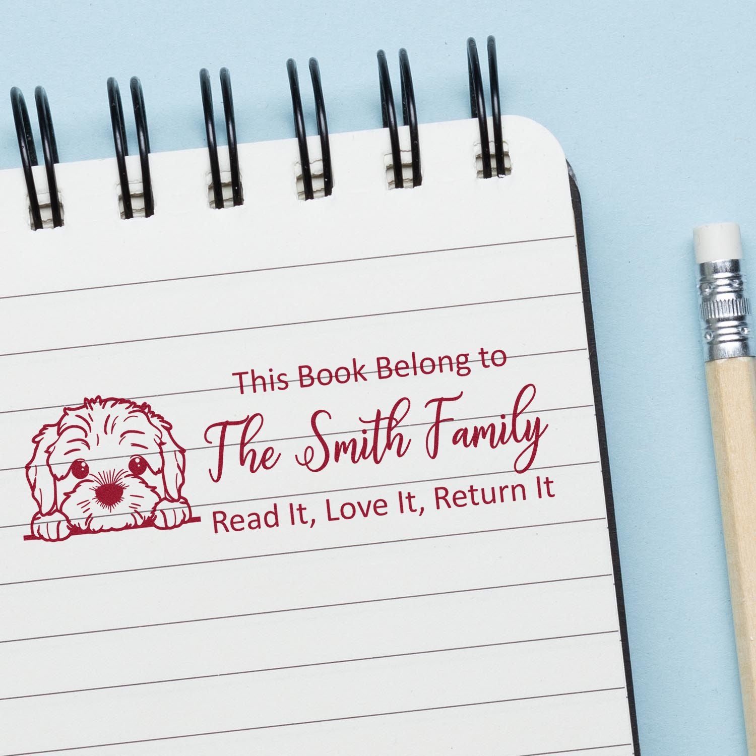 Cockapoo Custom Dog Librarian Rubber Stamp