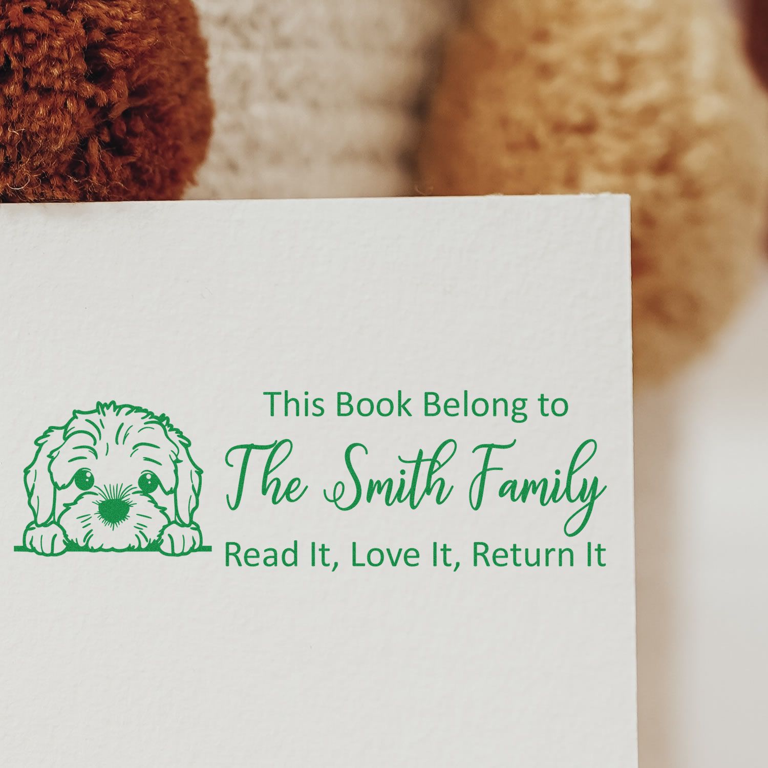 Slim Cockapoo Personalizable Puppy For Books Stamper - Engineer Seal Stamps