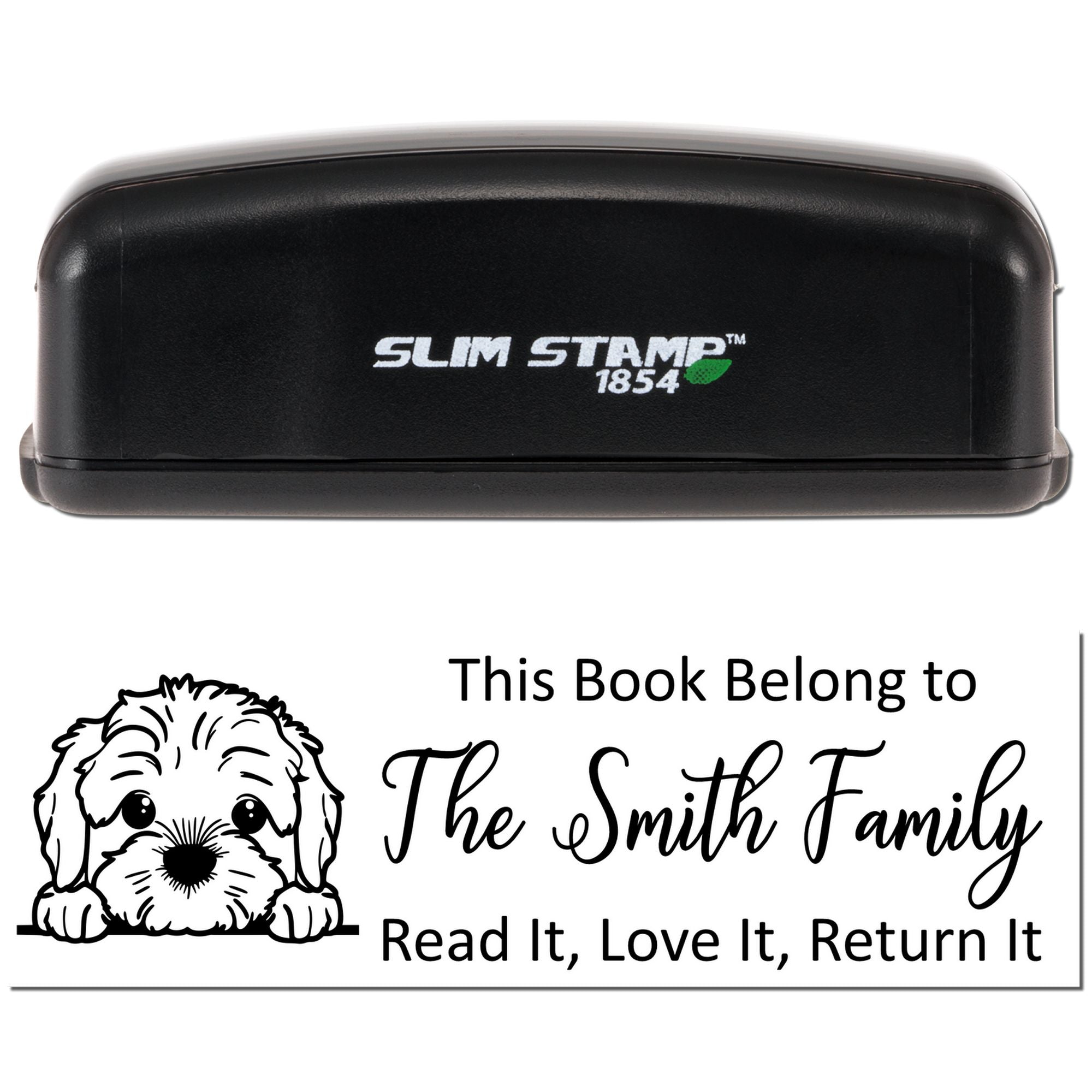 Slim Cockapoo Personalizable Puppy For Books Stamper - Engineer Seal Stamps