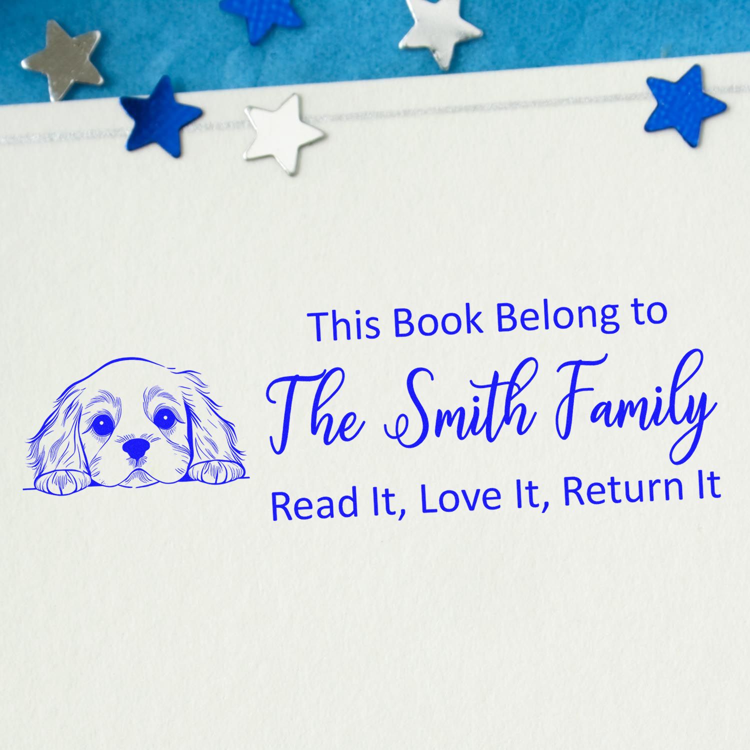 Cocker Spaniel Custom Dog With Books Rubber Stamp - Engineer Seal Stamps