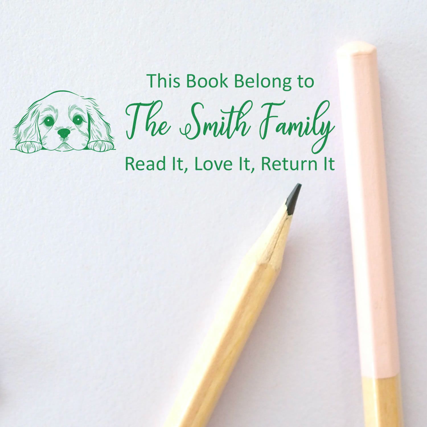 Slim Cocker Spaniel Personalizable Puppy Library Stamp - Engineer Seal Stamps