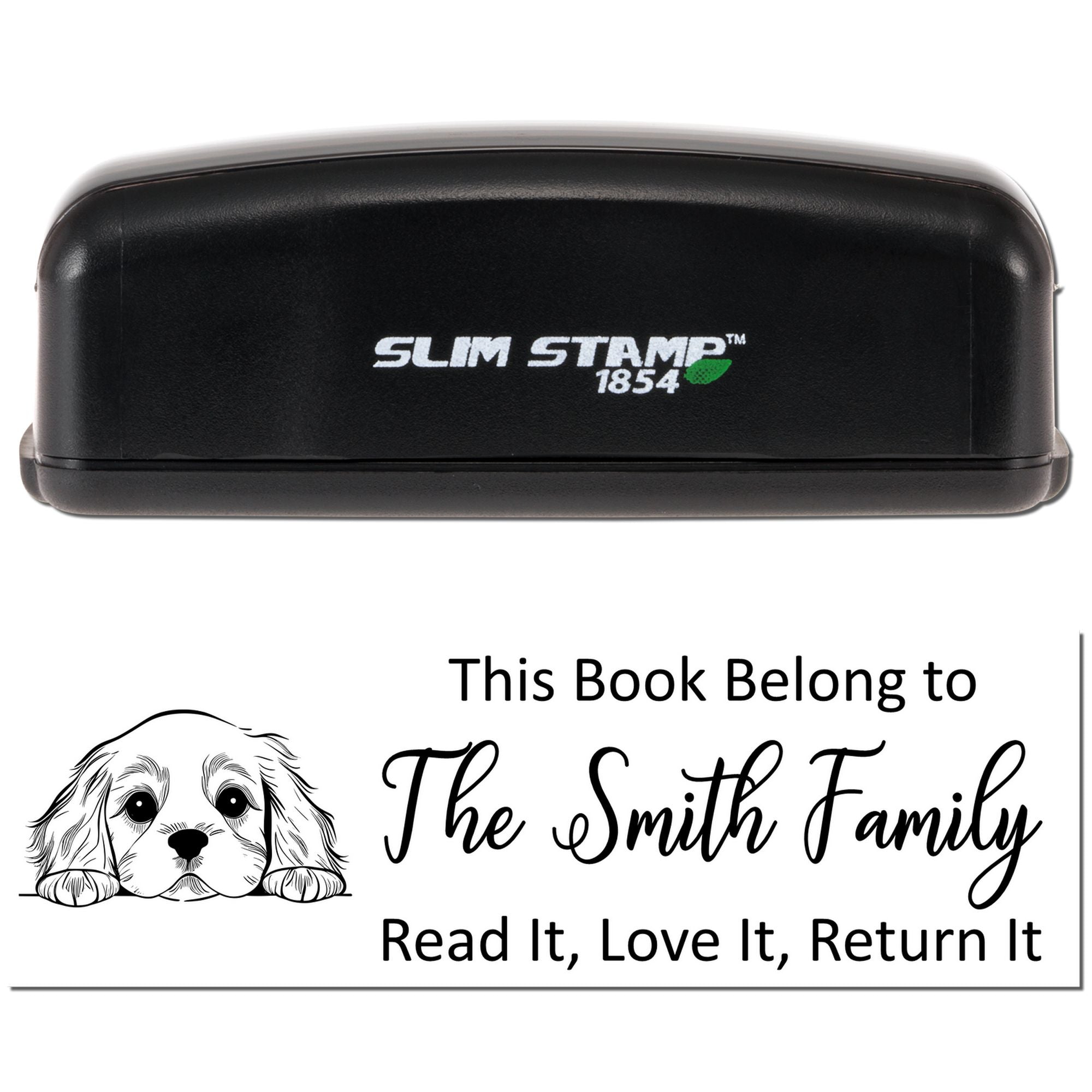 Slim Cocker Spaniel Personalizable Puppy Library Stamp - Engineer Seal Stamps