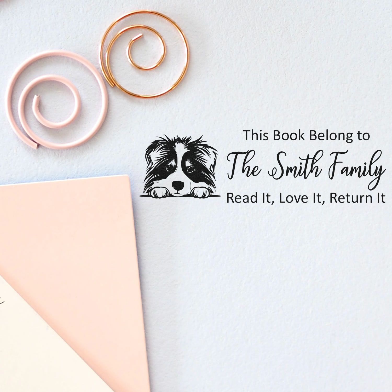 Slim Collie Personalizable Puppy Library Stamper - Engineer Seal Stamps