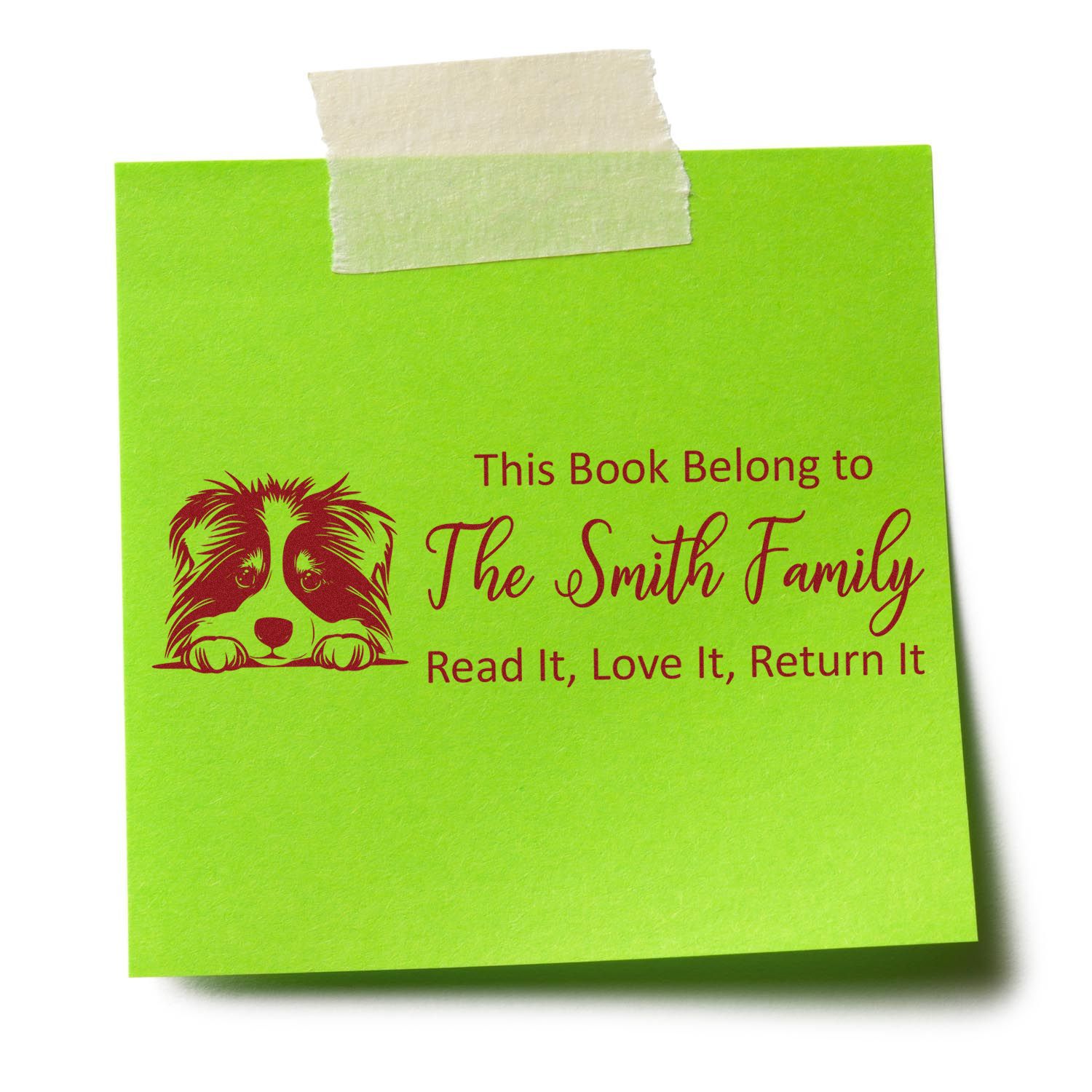 Slim Collie Personalizable Puppy Library Stamper - Engineer Seal Stamps