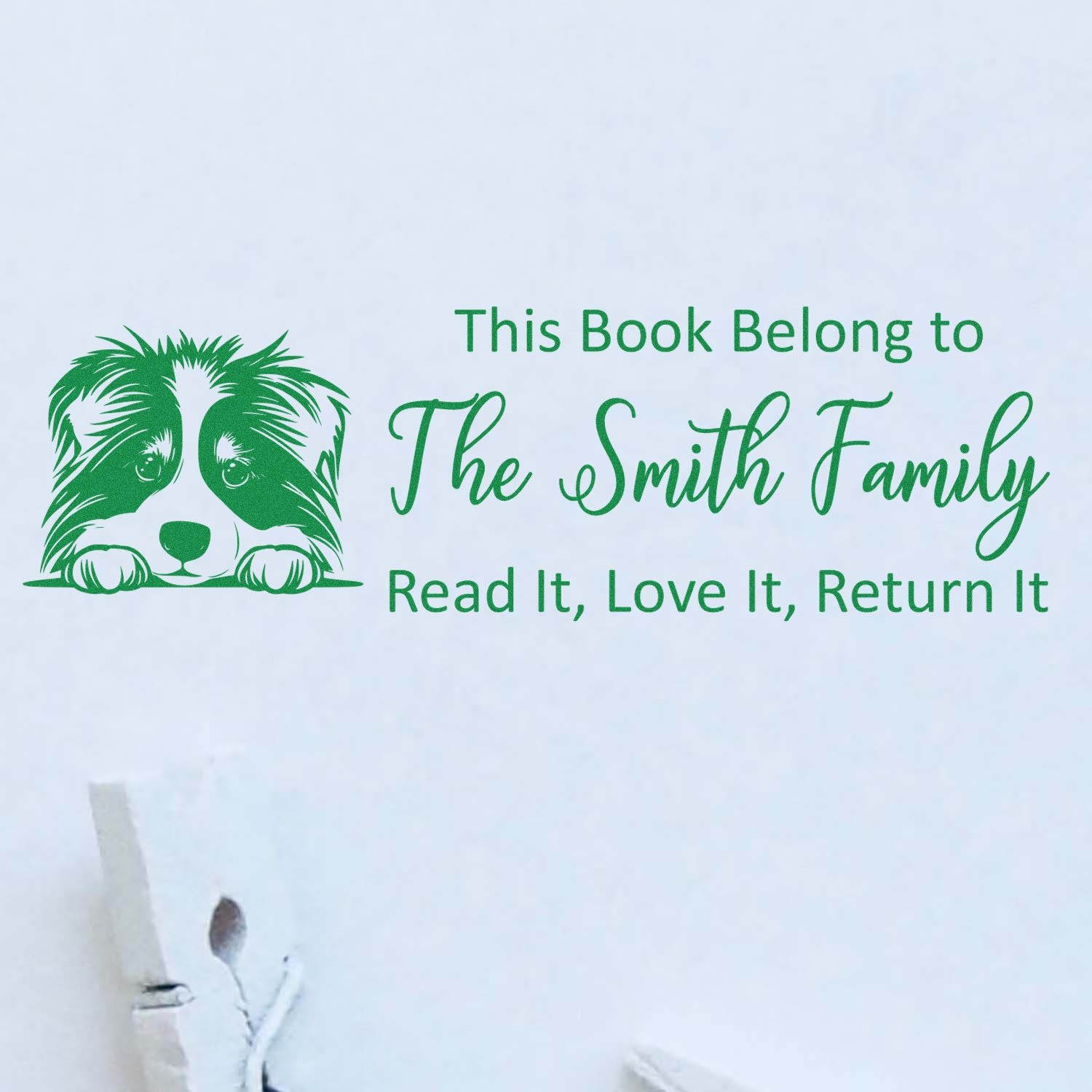 Collie Custom Dog With Books Rubber Stamp - Engineer Seal Stamps