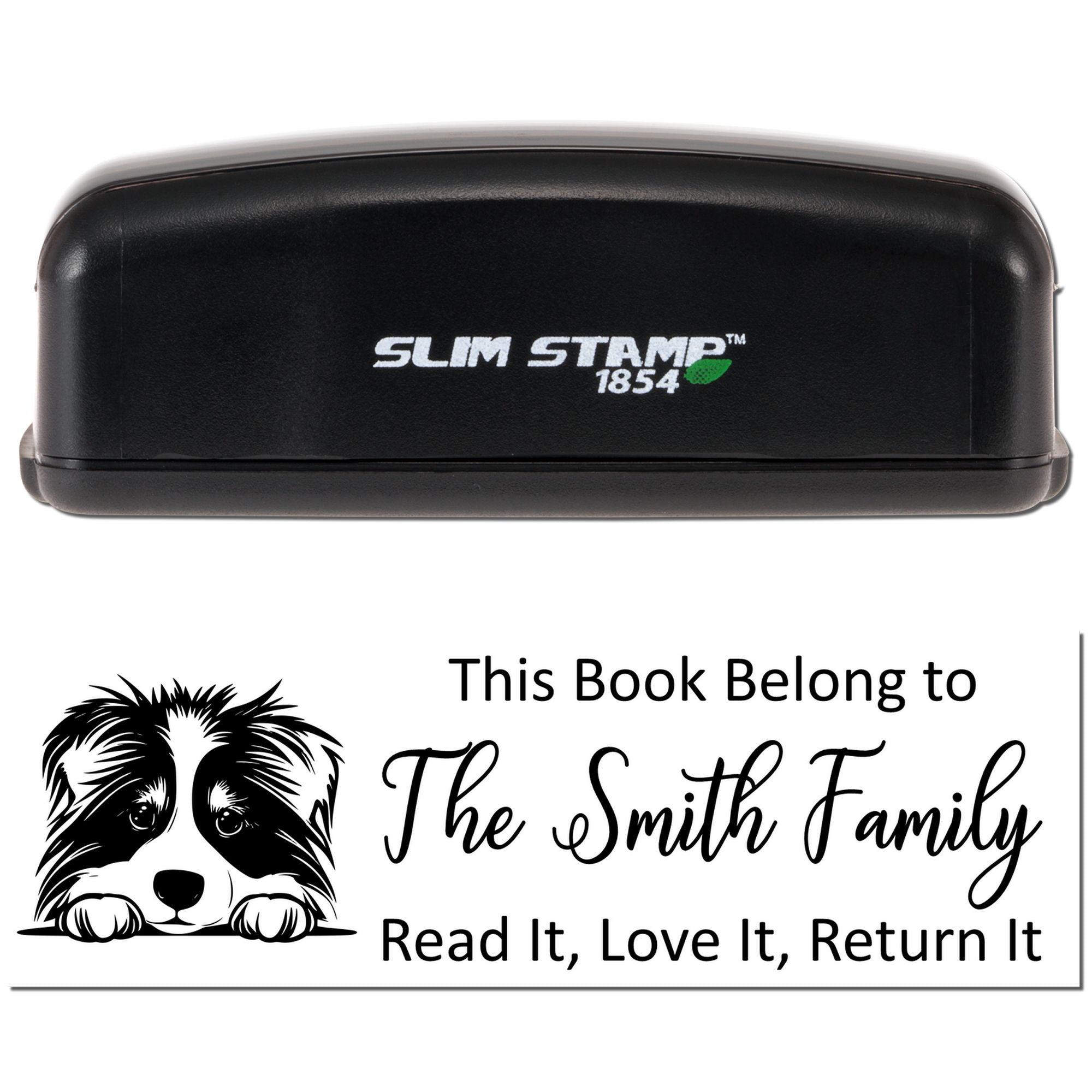 Slim Collie Personalizable Puppy Library Stamper - Engineer Seal Stamps