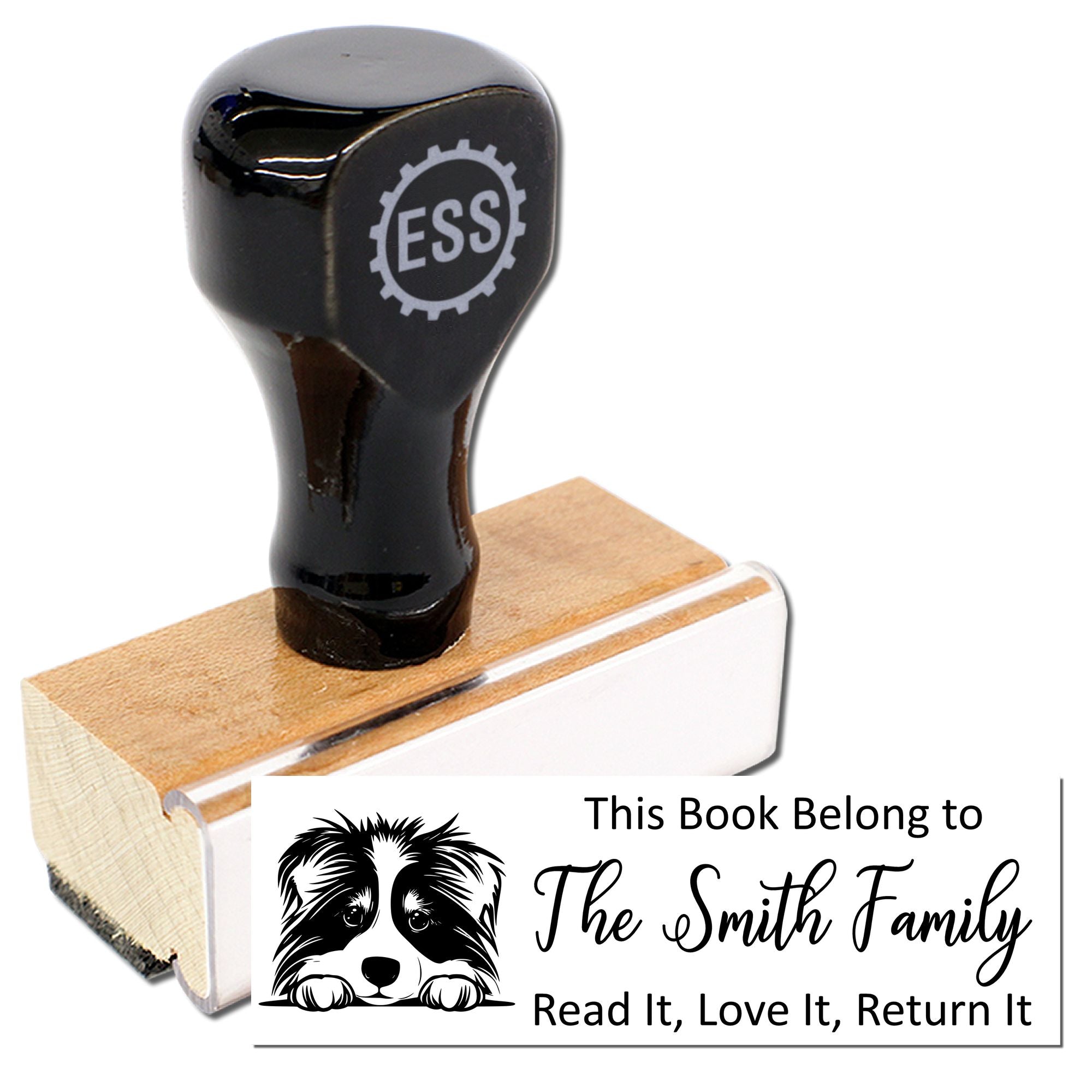 Collie Custom Dog With Books Rubber Stamp - Engineer Seal Stamps