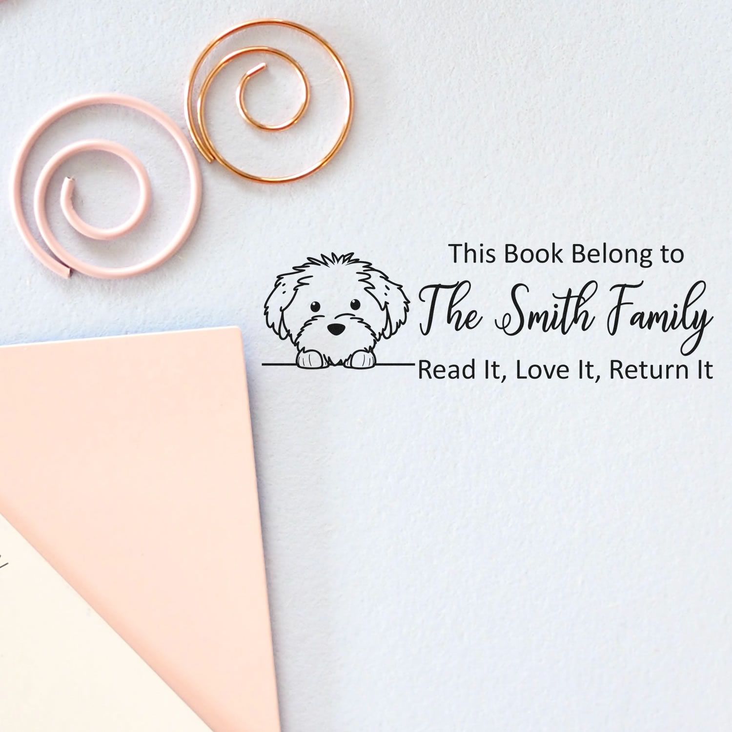 Slim Cotton De Tulear Personalizable Puppy Bookplate Stamper - Engineer Seal Stamps