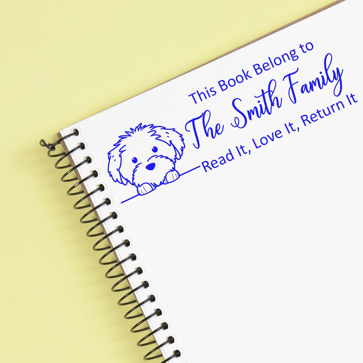 Slim Cotton De Tulear Personalizable Puppy Bookplate Stamper - Engineer Seal Stamps