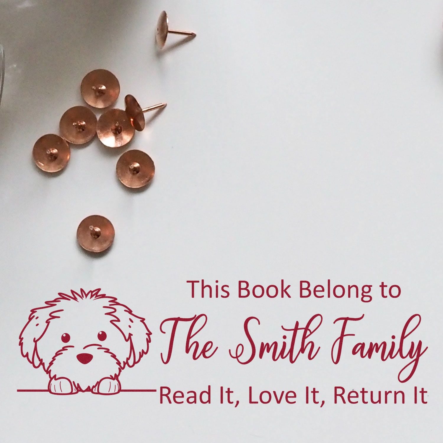 Slim Cotton De Tulear Personalizable Puppy Bookplate Stamper - Engineer Seal Stamps