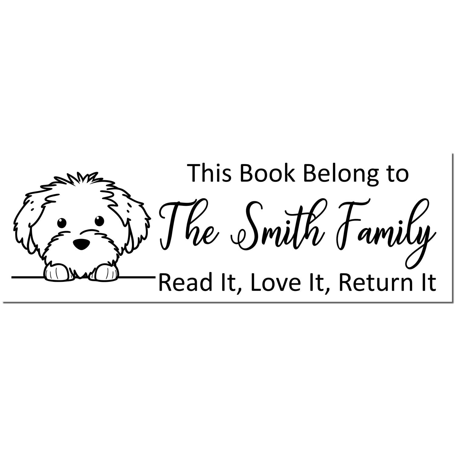Slim Cotton De Tulear Personalizable Puppy Bookplate Stamper - Engineer Seal Stamps