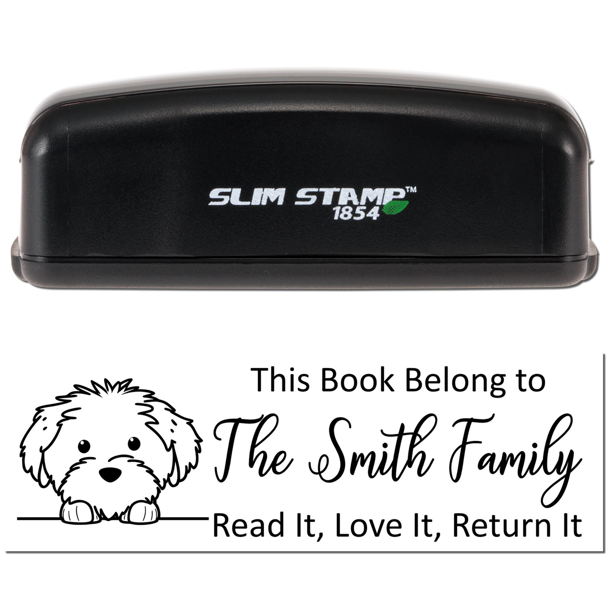 Slim Cotton De Tulear Personalizable Puppy Bookplate Stamper - Engineer Seal Stamps