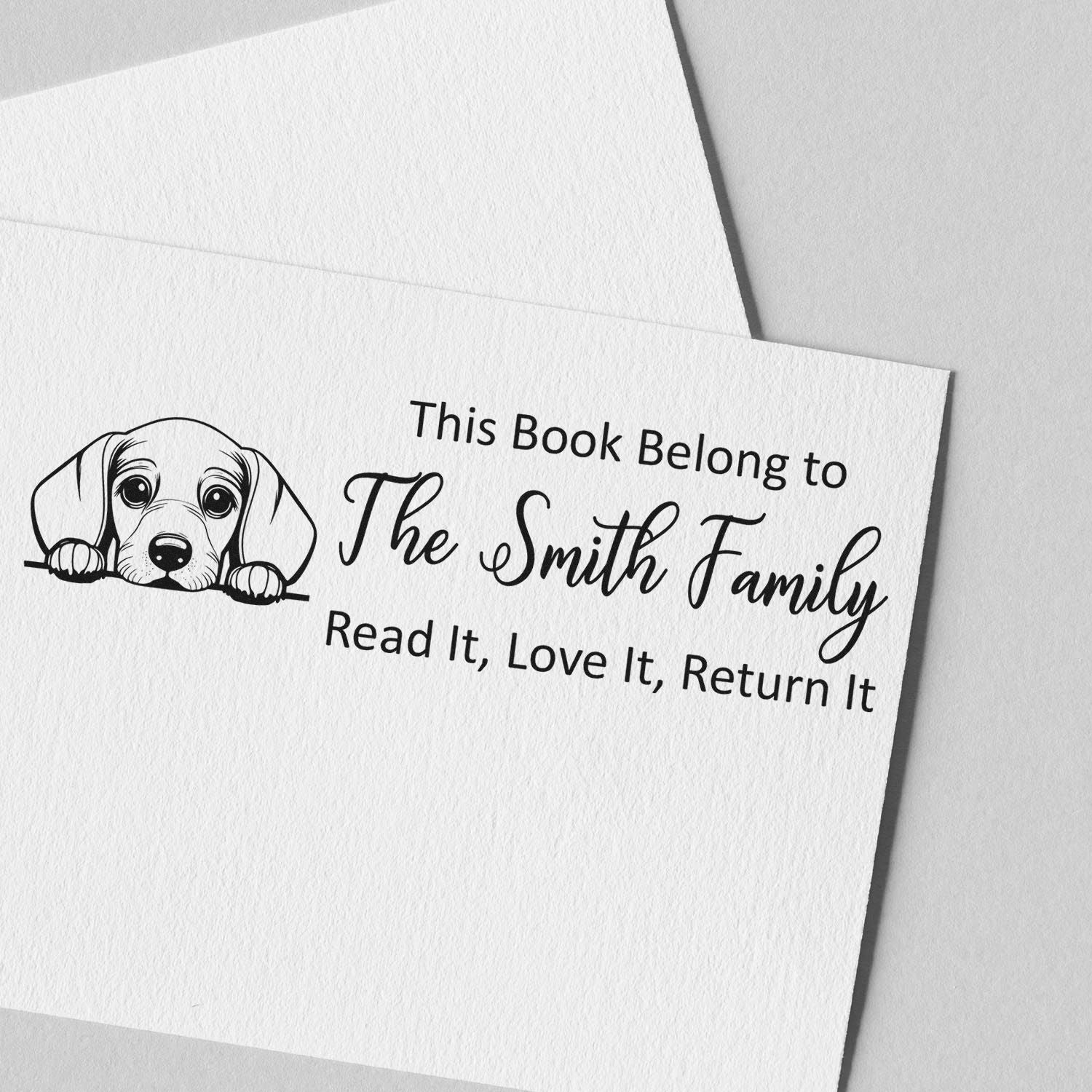 Pre-Inked Dachshund Custom Made Dog Reading Book Stamp - Engineer Seal Stamps