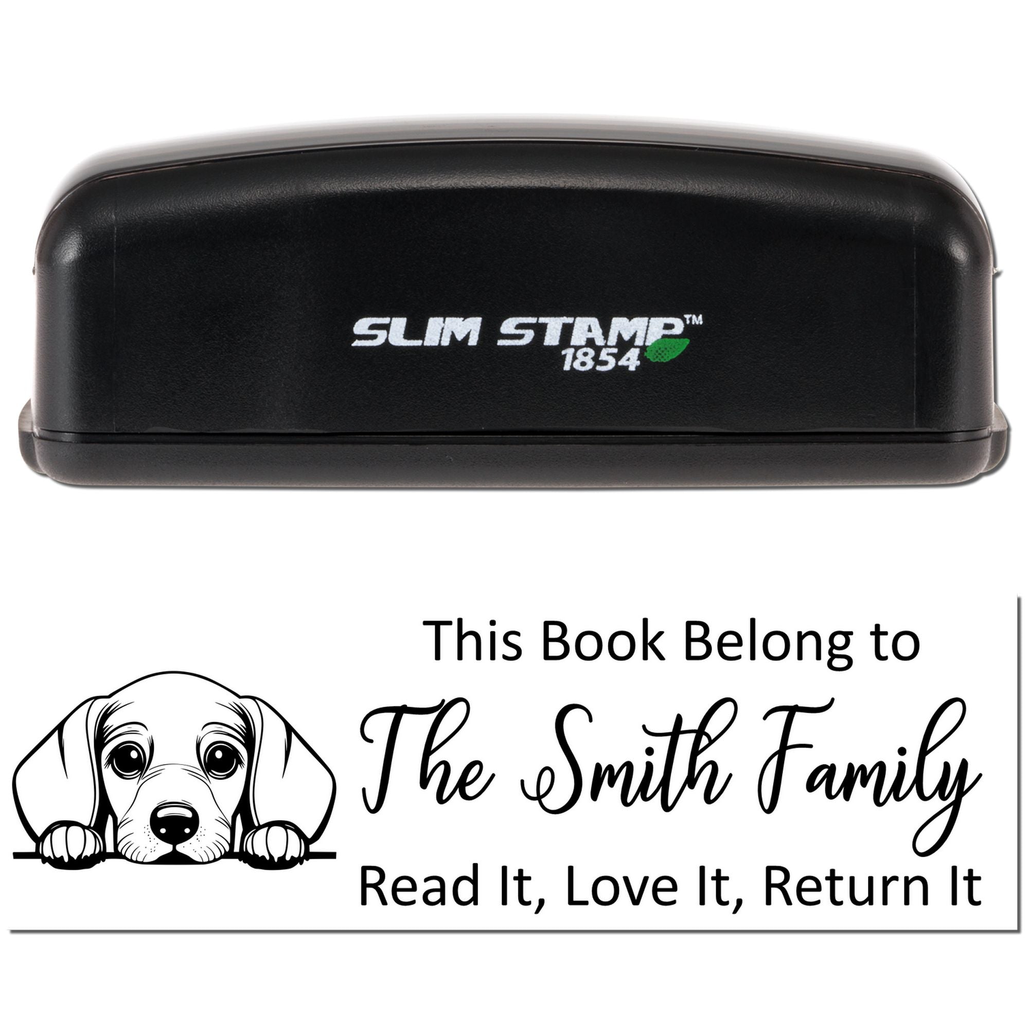 Slim Dachshund Personalizable Ex Libris Puppy Stamp - Engineer Seal Stamps