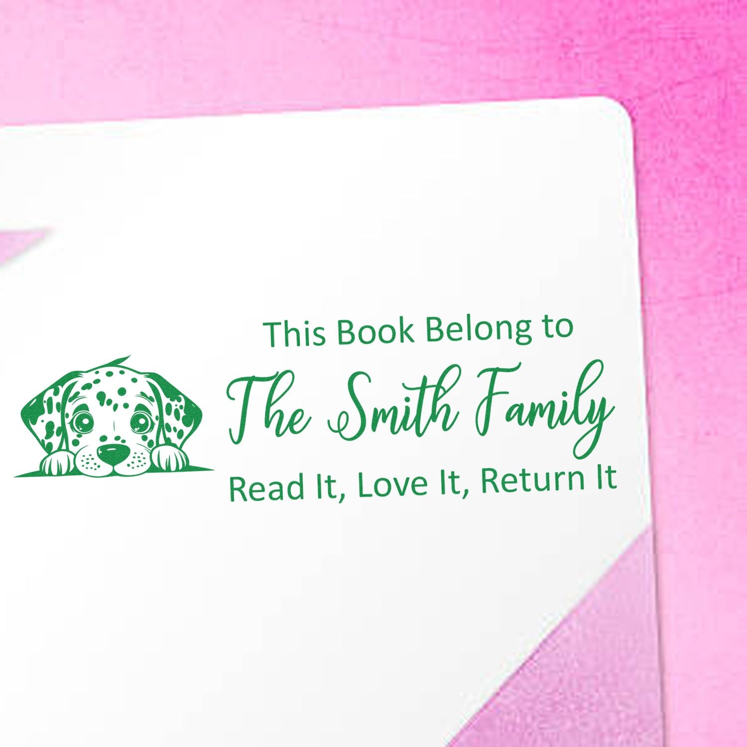 Dalmatian Custom Dog Lover Book Rubber Stamp - Engineer Seal Stamps