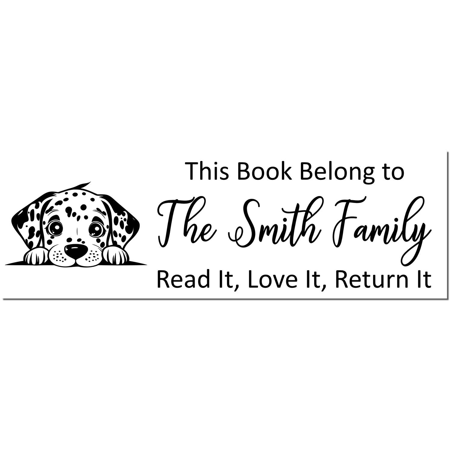 Slim Dalmatian Personalizable Ex Libris Puppy Stamper - Engineer Seal Stamps