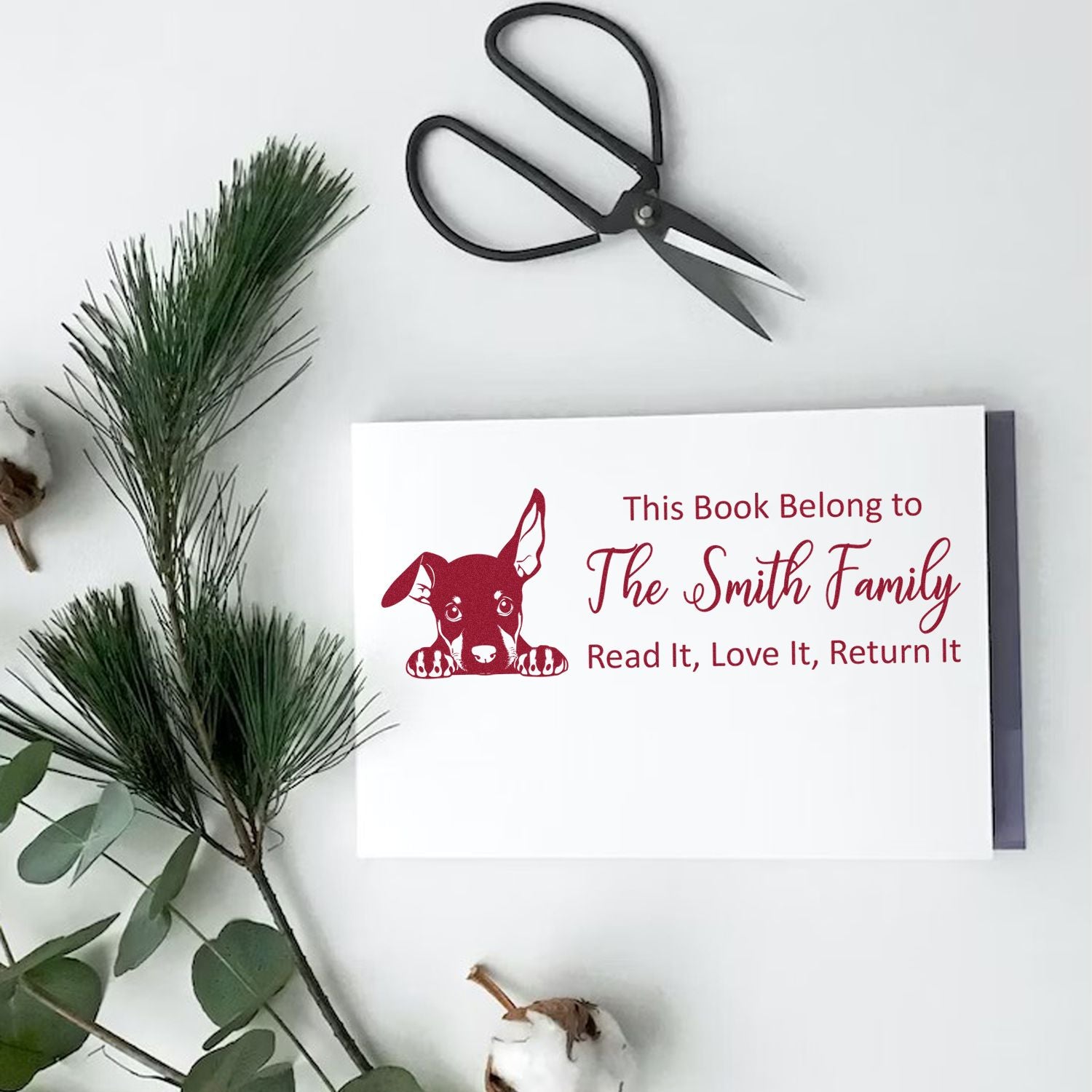 Slim Doberman Pinscher Personalizable From The Library Of Puppy Stamp - Engineer Seal Stamps